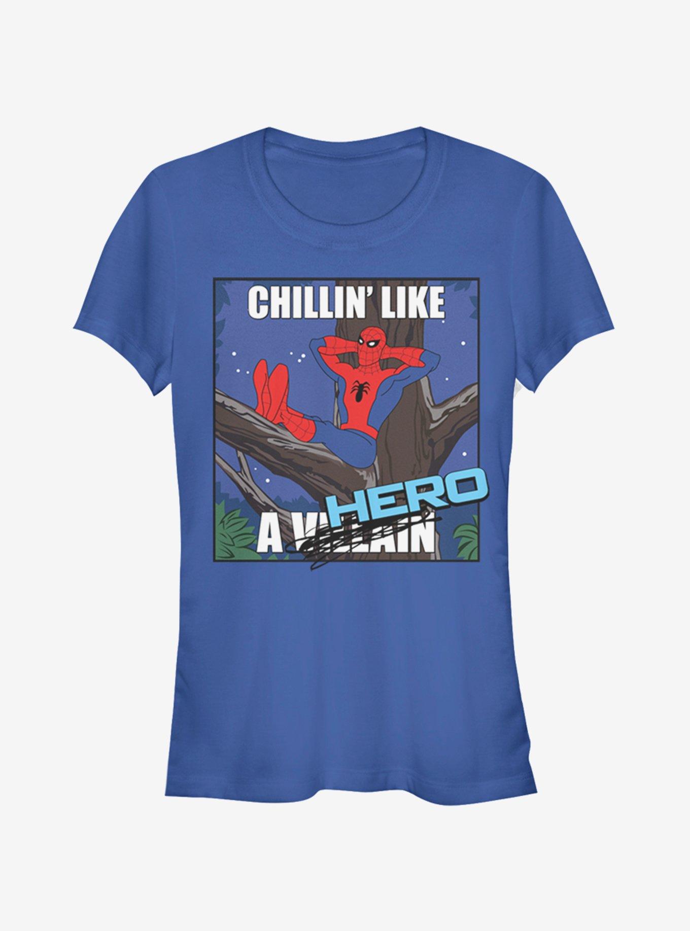 Marvel Spider-Man Chillin Hero Girls T-Shirt, ROYAL, hi-res