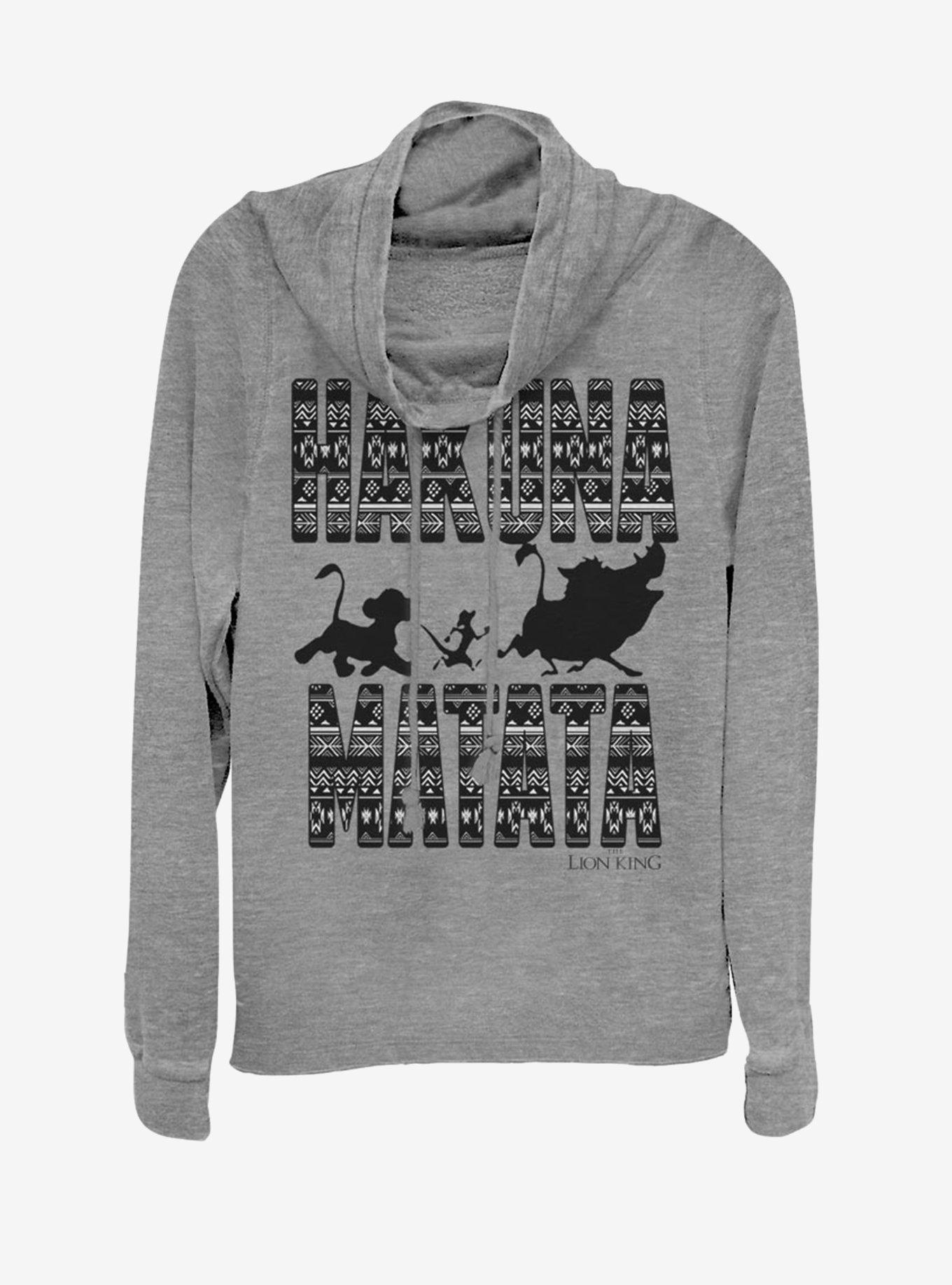 Disney The Lion King Hakuna Print Cowl Neck Long-Sleeve Girls Top, , hi-res