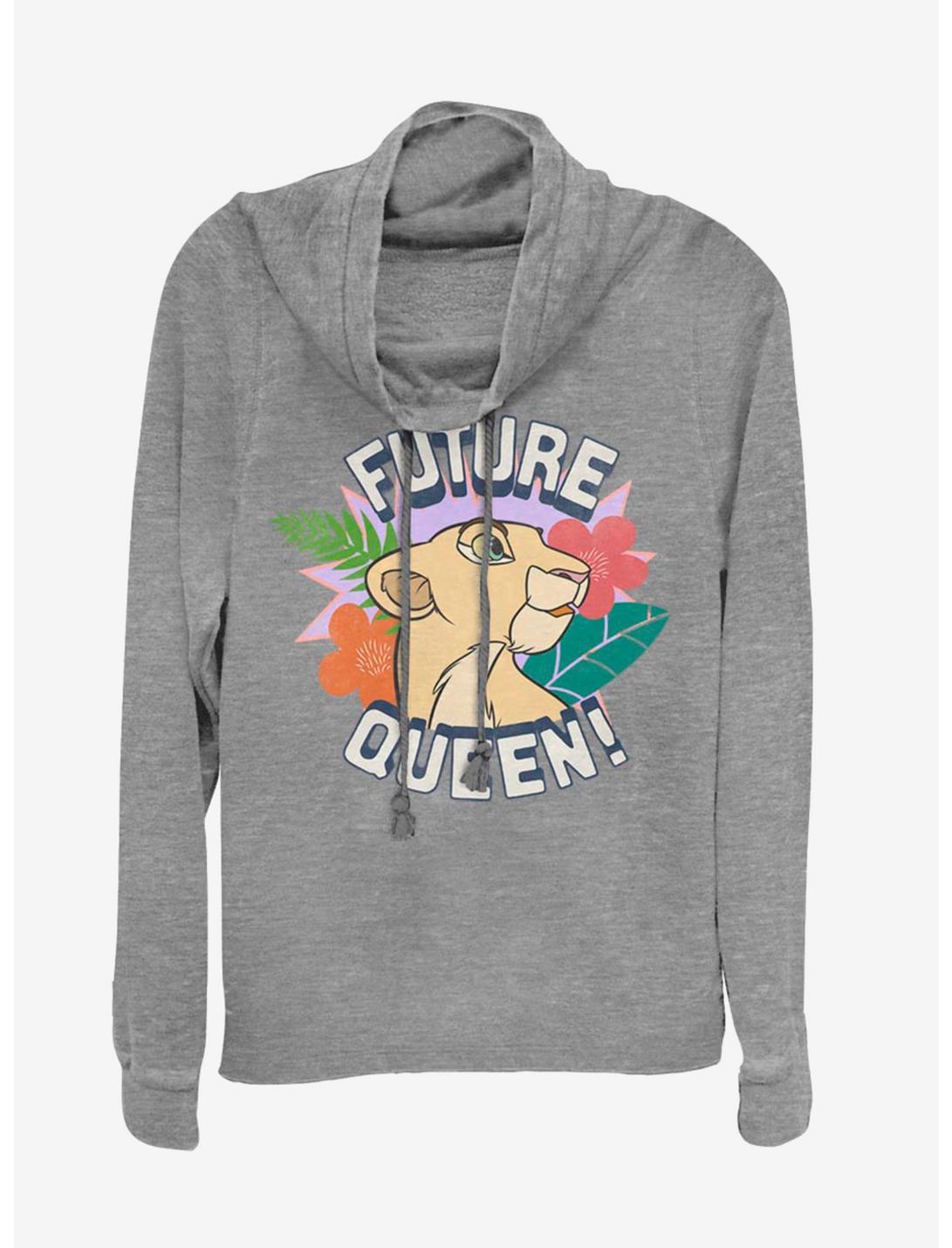 Disney The Lion King FUTURE QUEEN Cowl Neck Long-Sleeve Girls Top, GRAY HTR, hi-res
