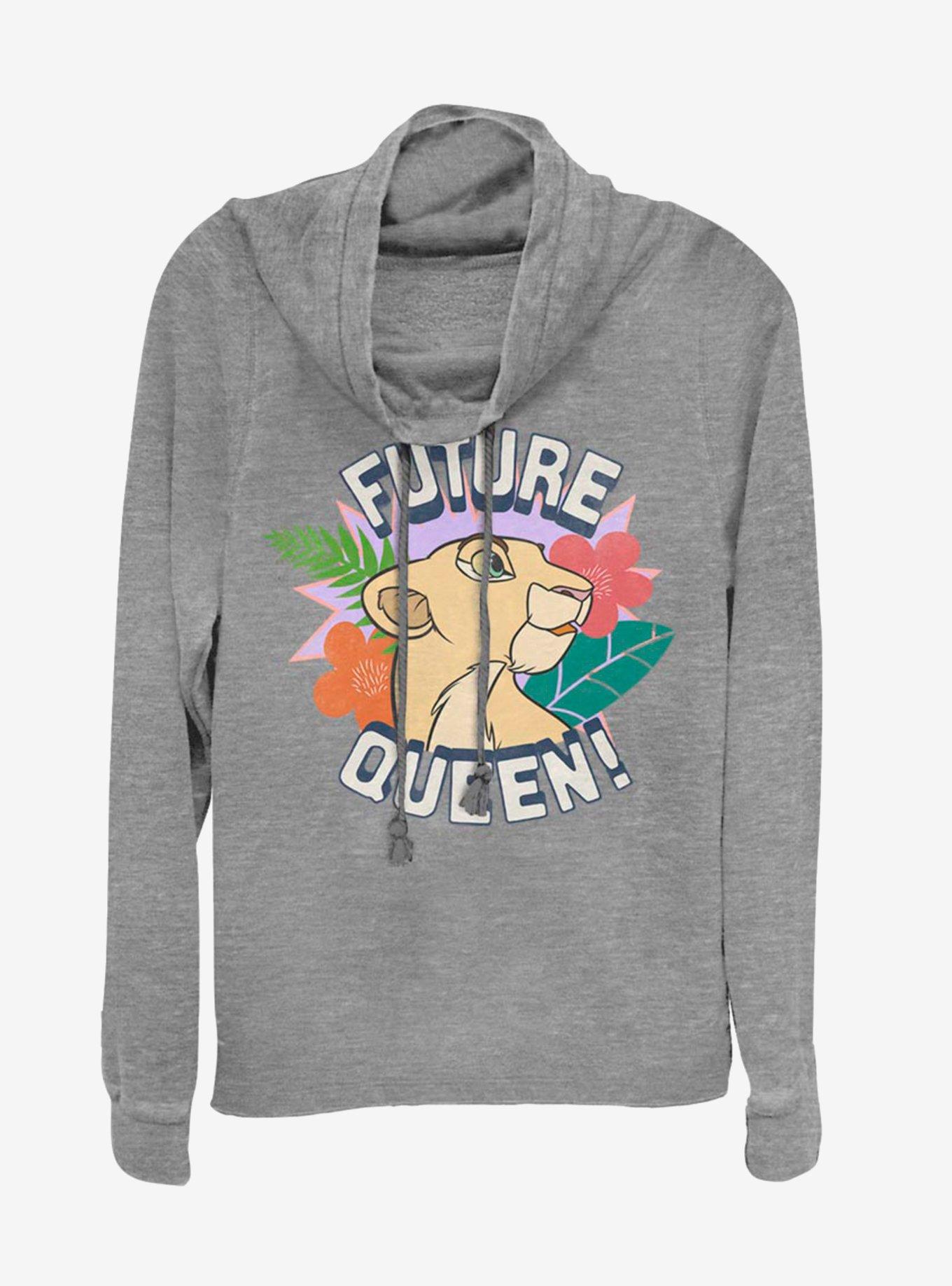 Disney The Lion King FUTURE QUEEN Cowl Neck Long-Sleeve Girls Top, GRAY HTR, hi-res