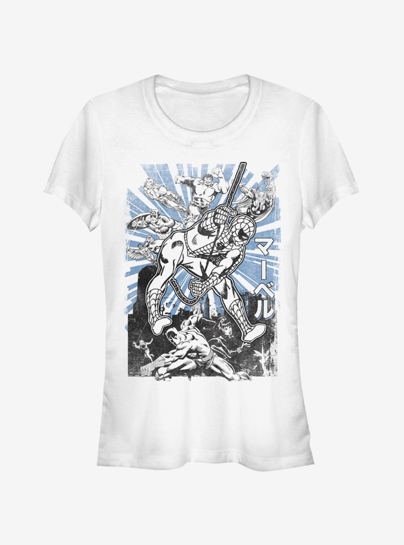 Marvel Spider-Man Avengers Japanese Text Girls T-Shirt, WHITE, hi-res