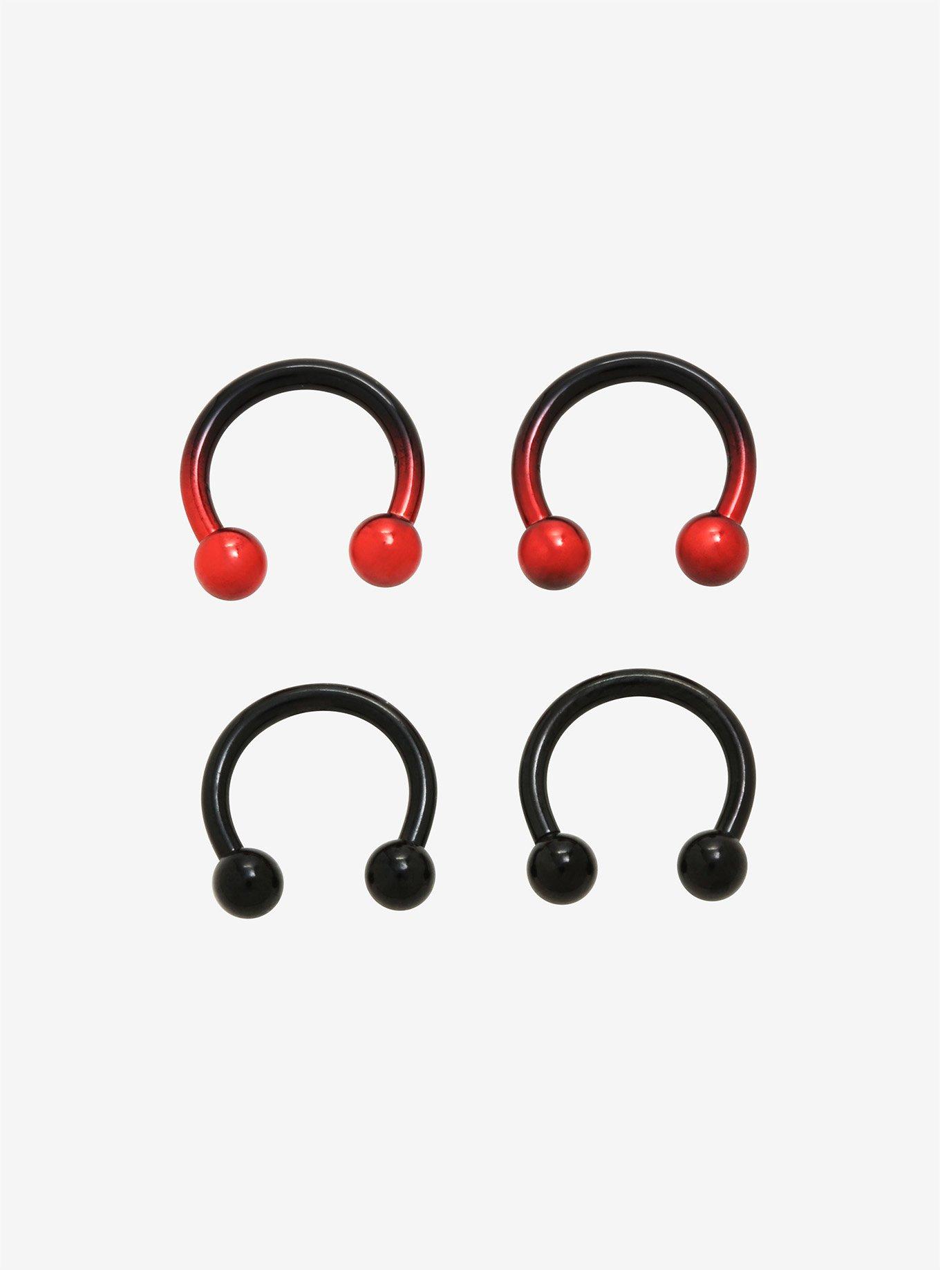 Steel Black & Red Ombre Circular Barbell 4 Pack, MULTI, hi-res