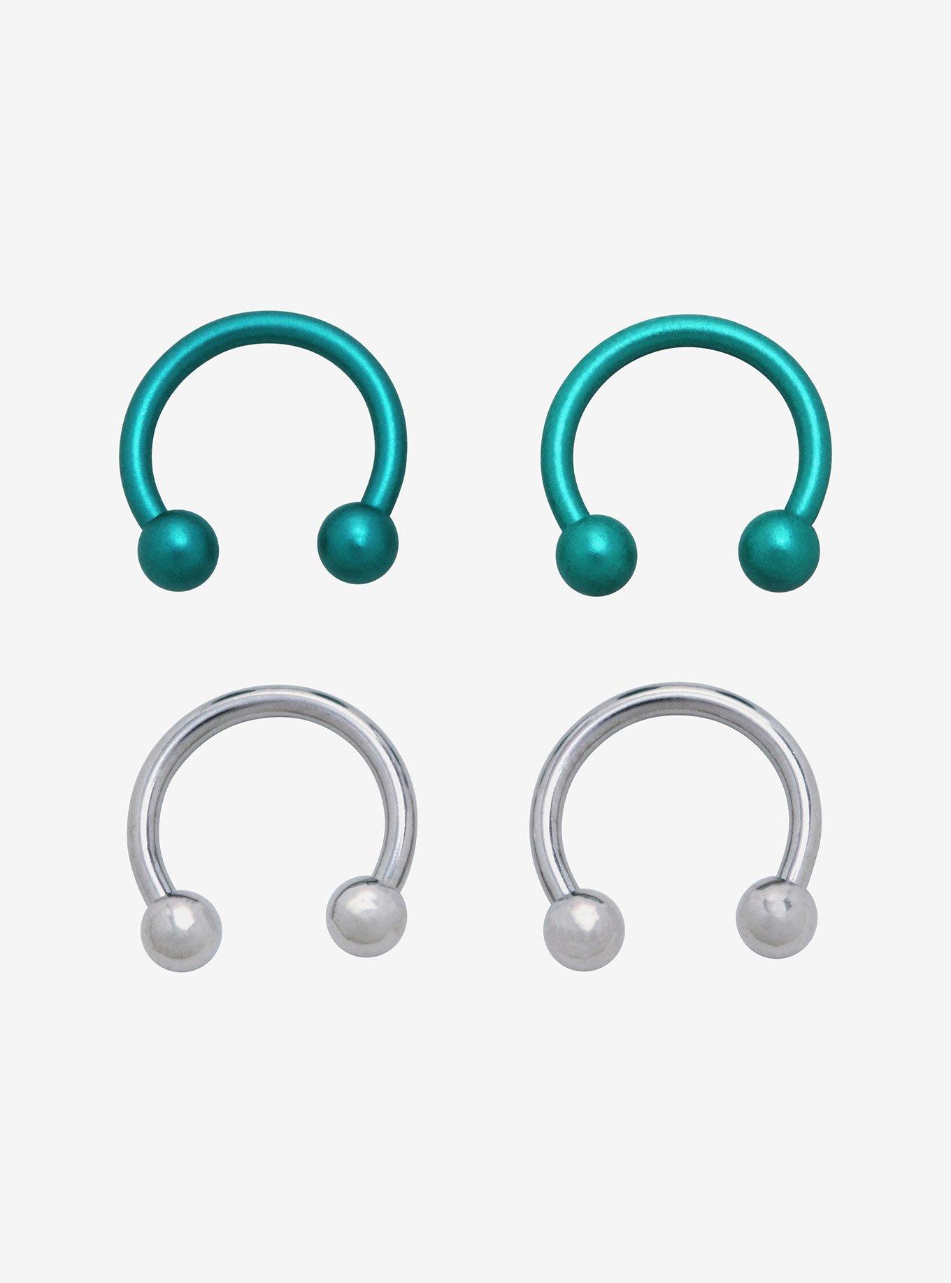 Steel Dark Teal & Silver Circular Barbell 4 Pack, MULTI, hi-res