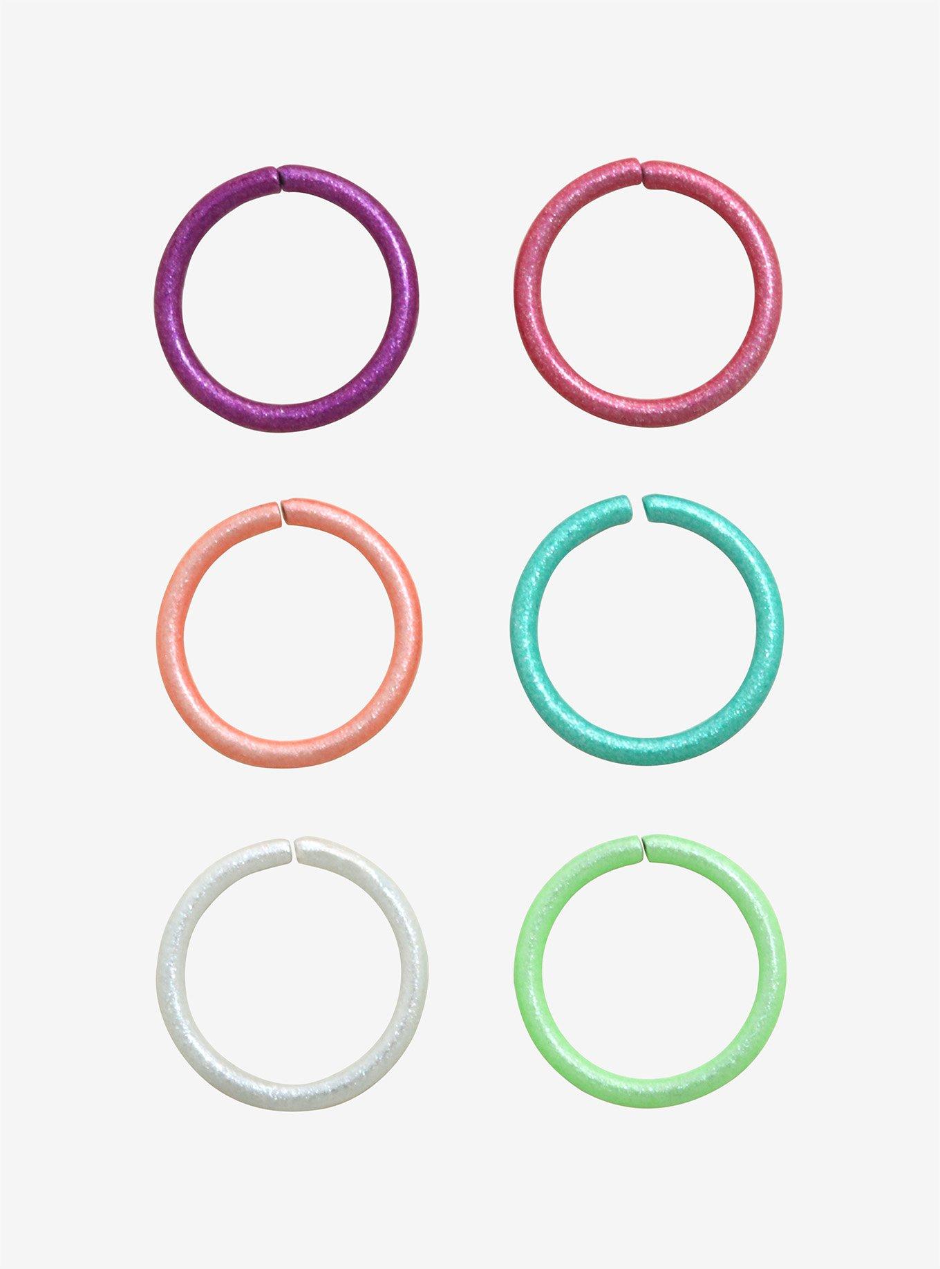 Steel Glitter Seamless Nose Hoop 6 Pack, MULTI, hi-res