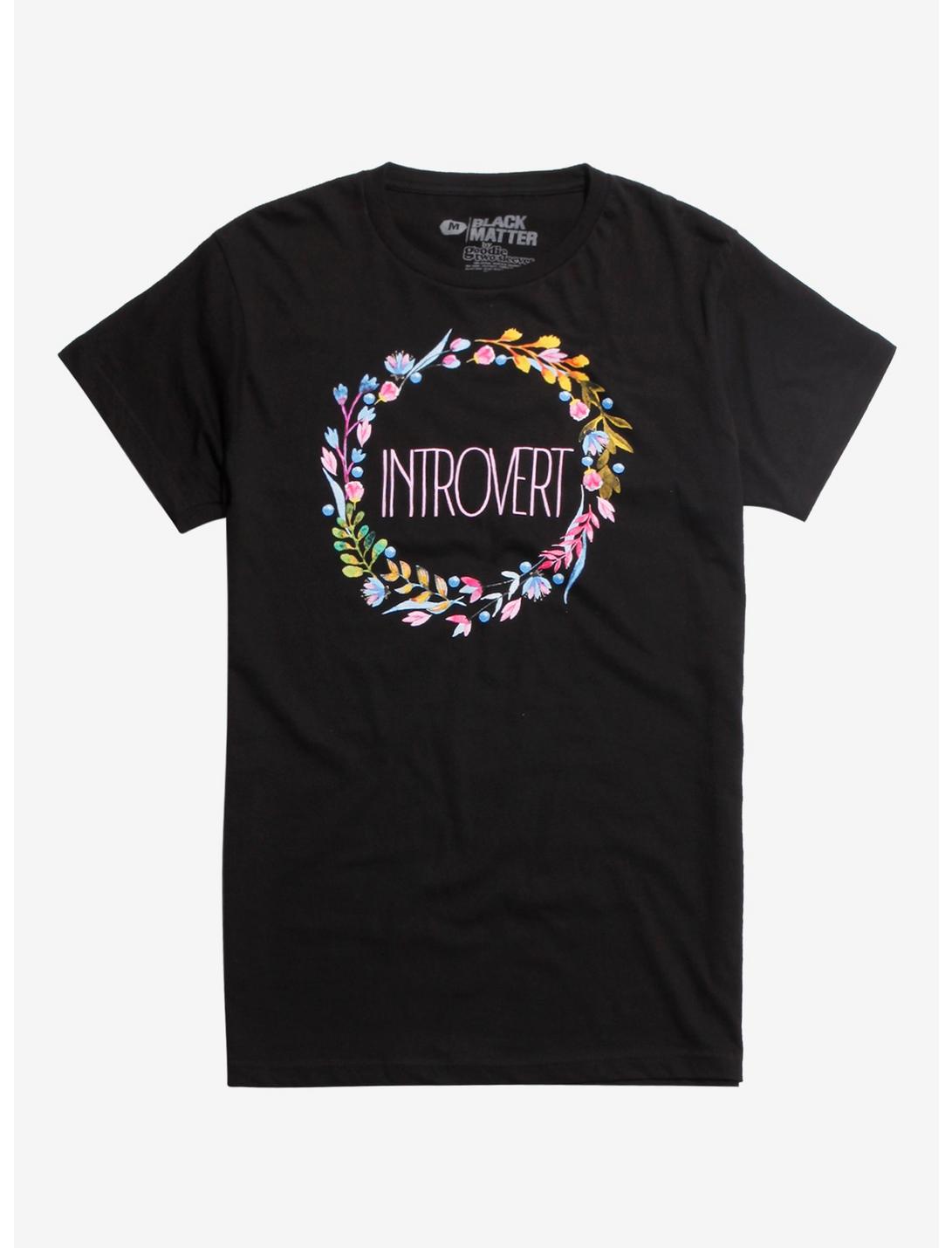Introvert Floral T-Shirt, BLACK, hi-res