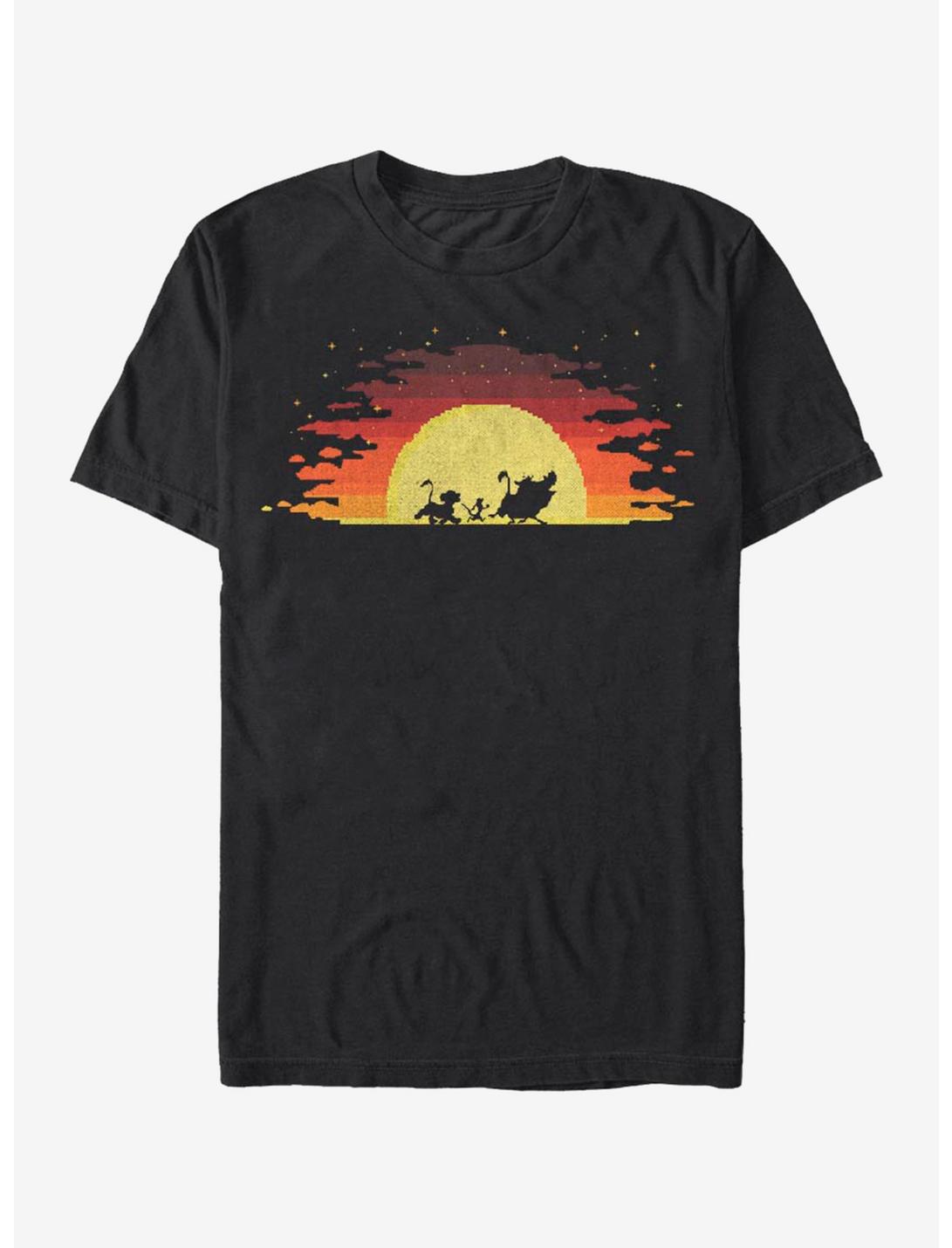 Disney The Lion King Pixel Simba Sunset T-Shirt, BLACK, hi-res