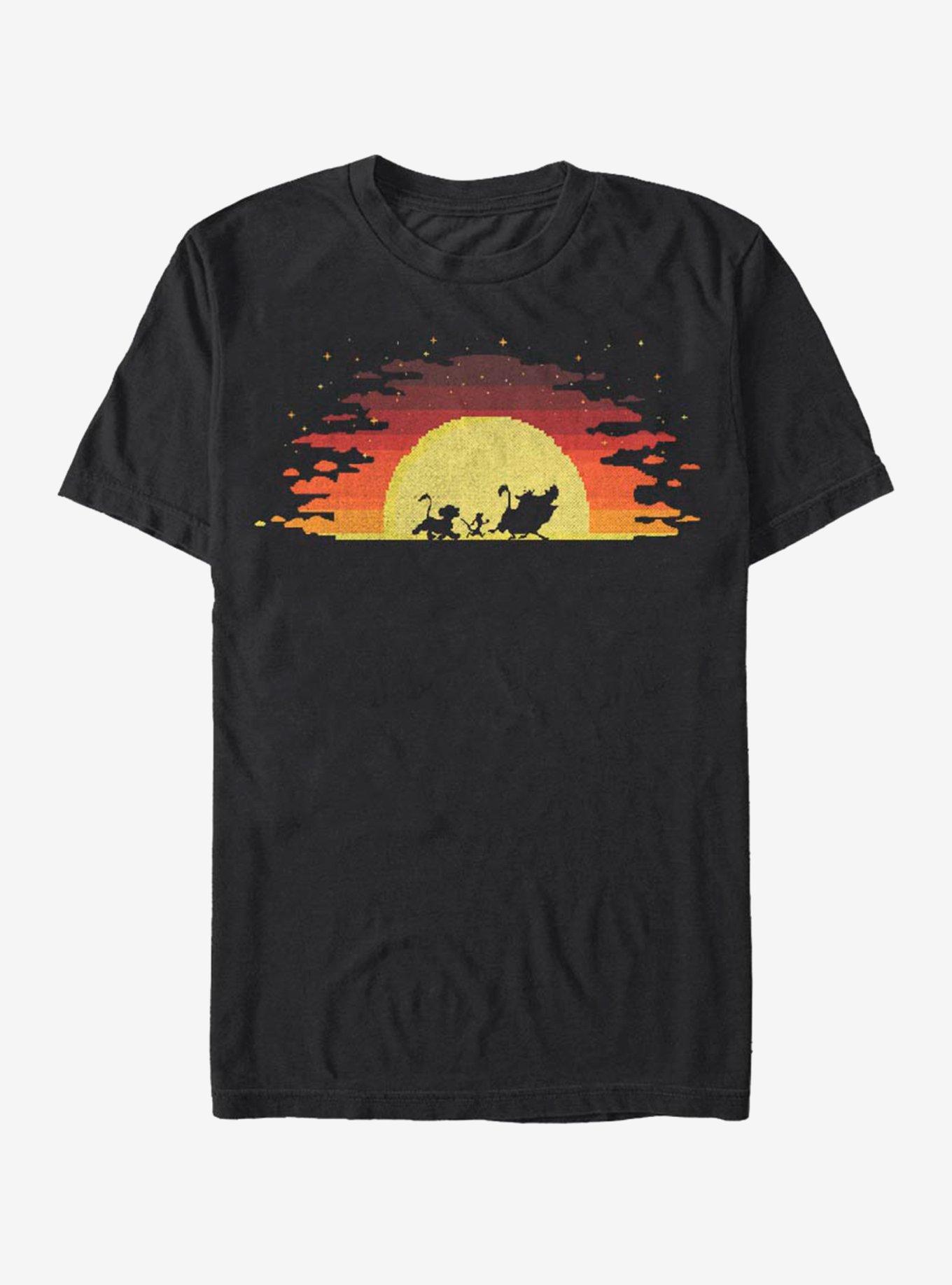 Disney The Lion King Pixel Simba Sunset T-Shirt, BLACK, hi-res