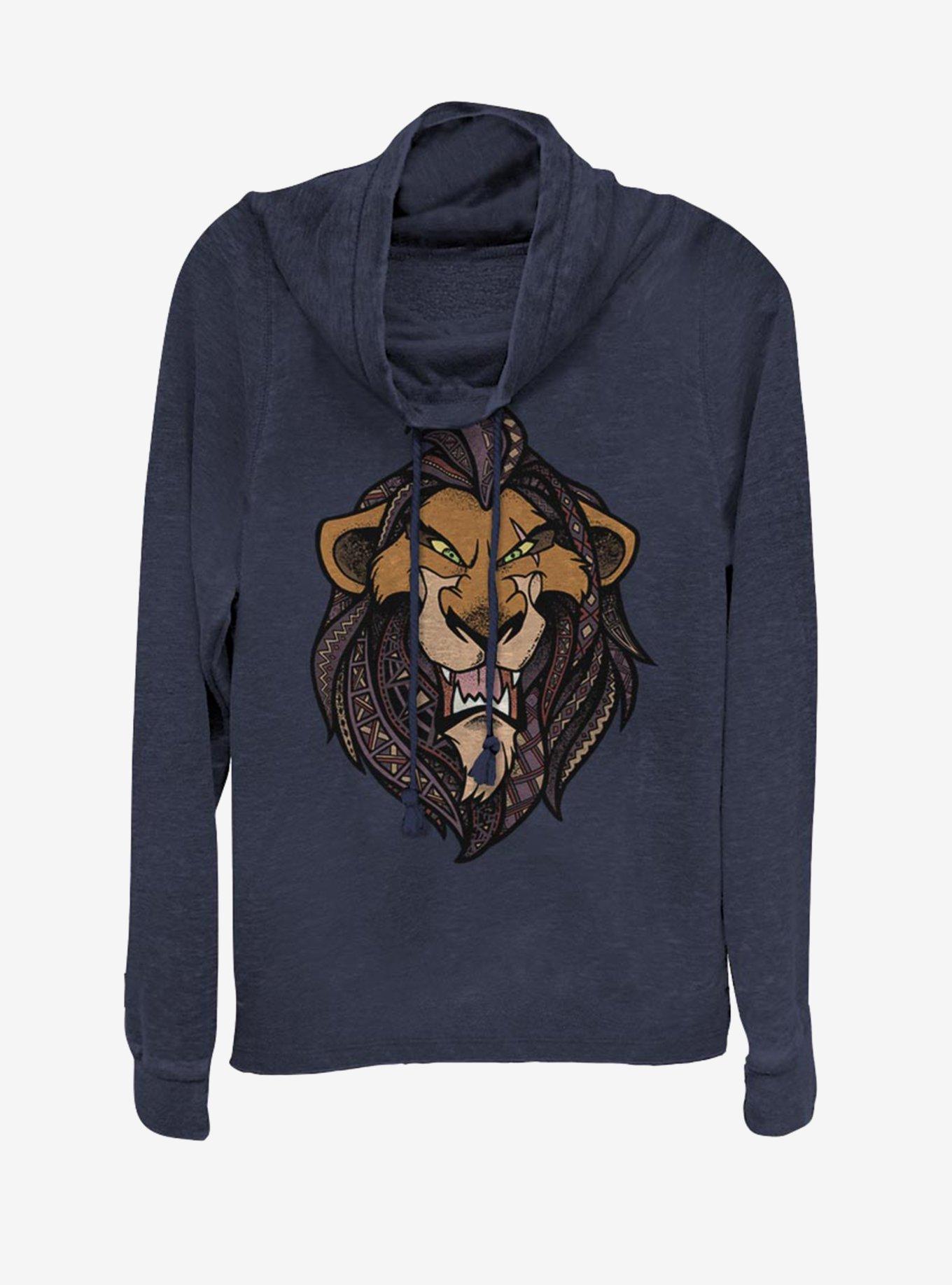 Disney The Lion King Patterned Scar Cowl Neck Long-Sleeve Girls Top, , hi-res