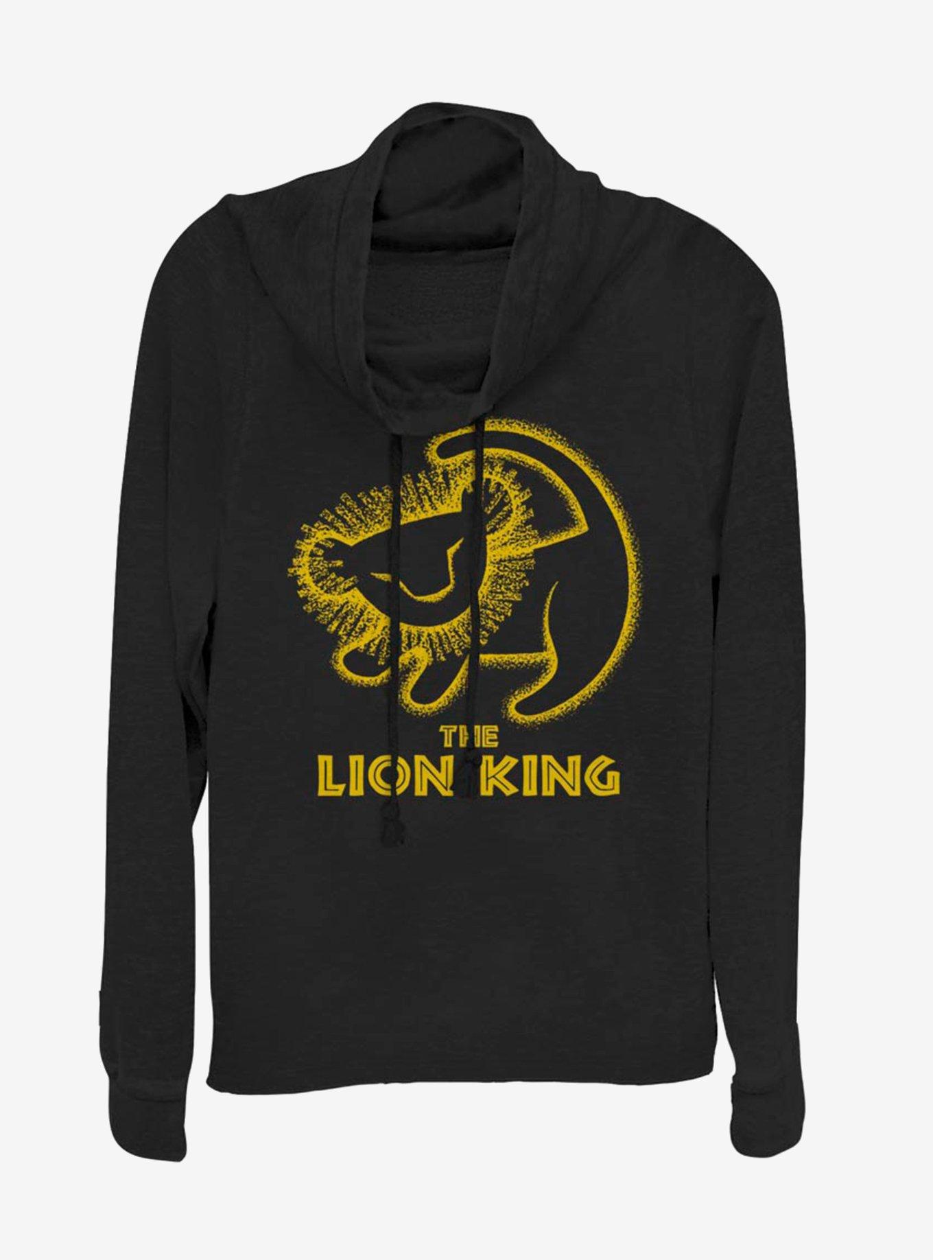 Disney The Lion King Stamp Cowl Neck Long-Sleeve Girls Top, BLACK, hi-res