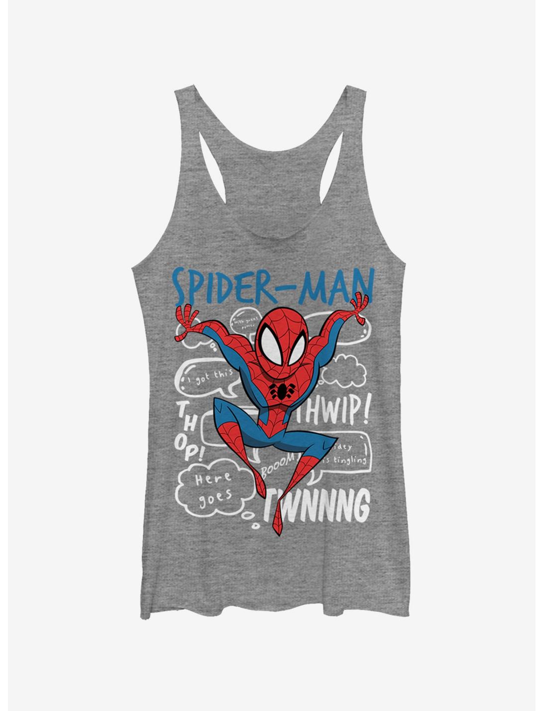 Marvel Spider-Man Spidey Doodle Thoughts Girls Tank, GRAY HTR, hi-res