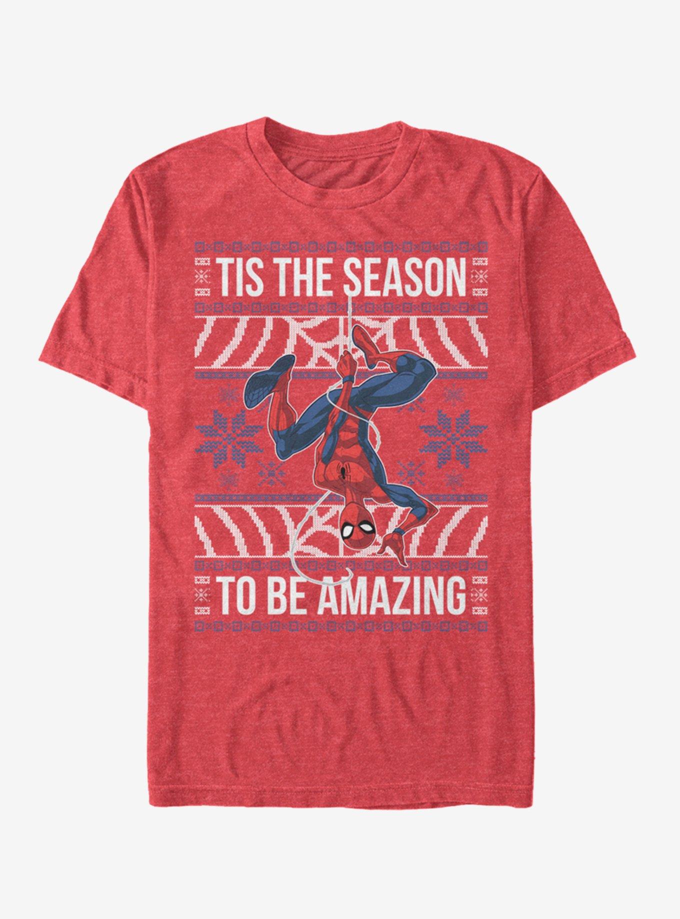 Marvel Spider-Man Amazing Spider-Man Ugly Sweater T-Shirt, RED HTR, hi-res