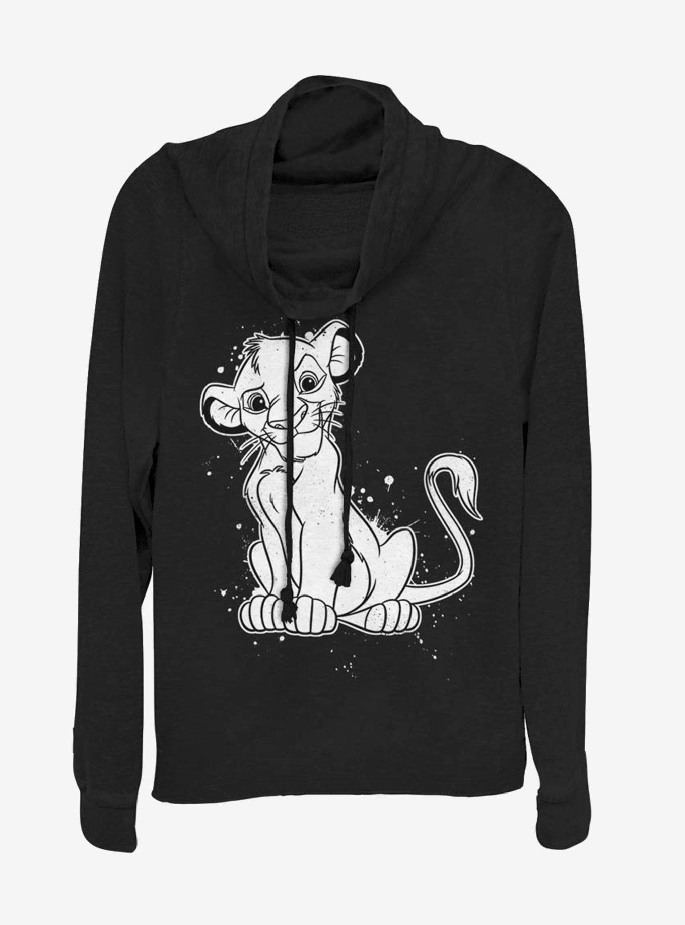 Disney The Lion King Simba Splatter Cowl Neck Long-Sleeve Girls Top, , hi-res