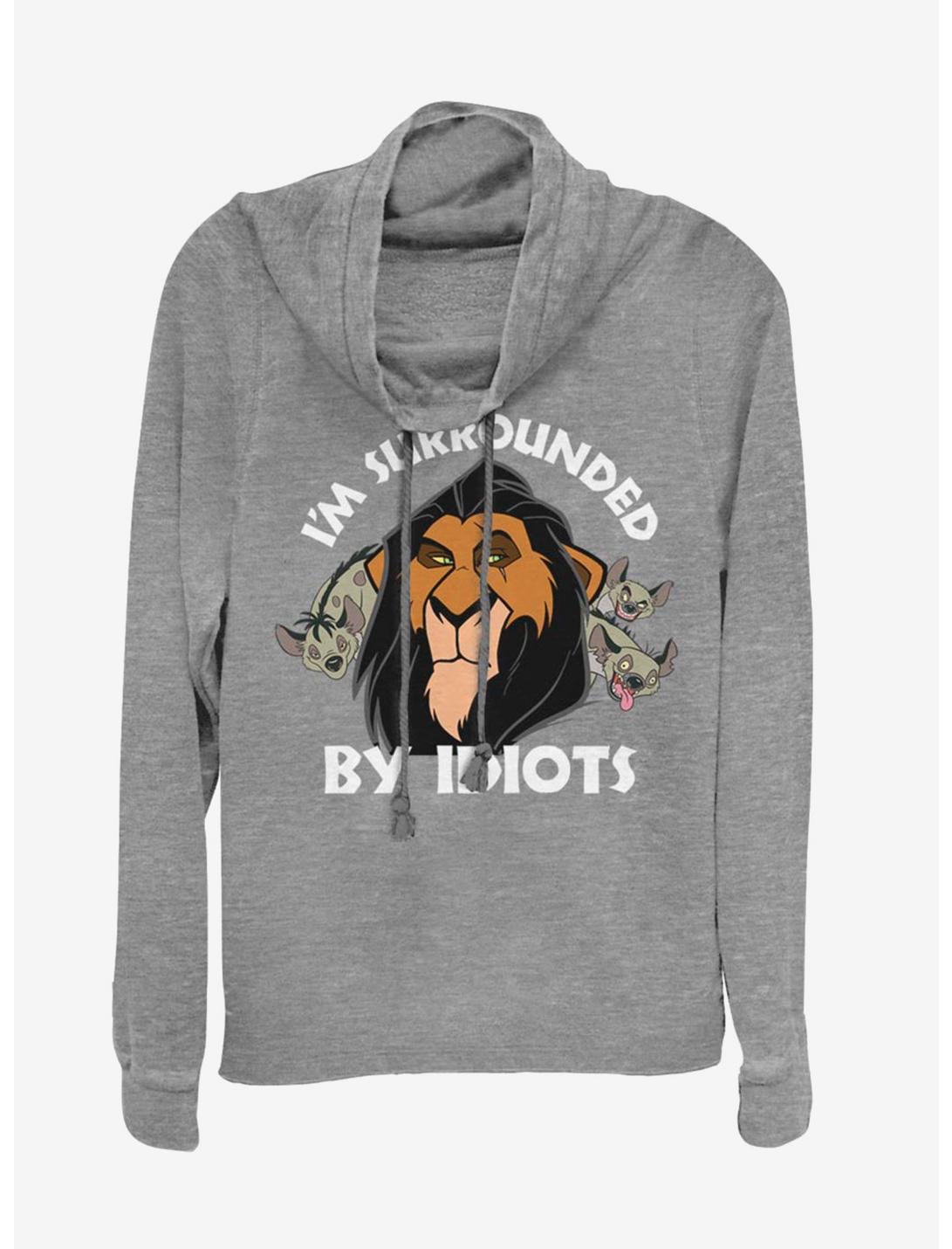 Disney The Lion King Surly Scar Cowl Neck Long-Sleeve Girls Top, GRAY HTR, hi-res