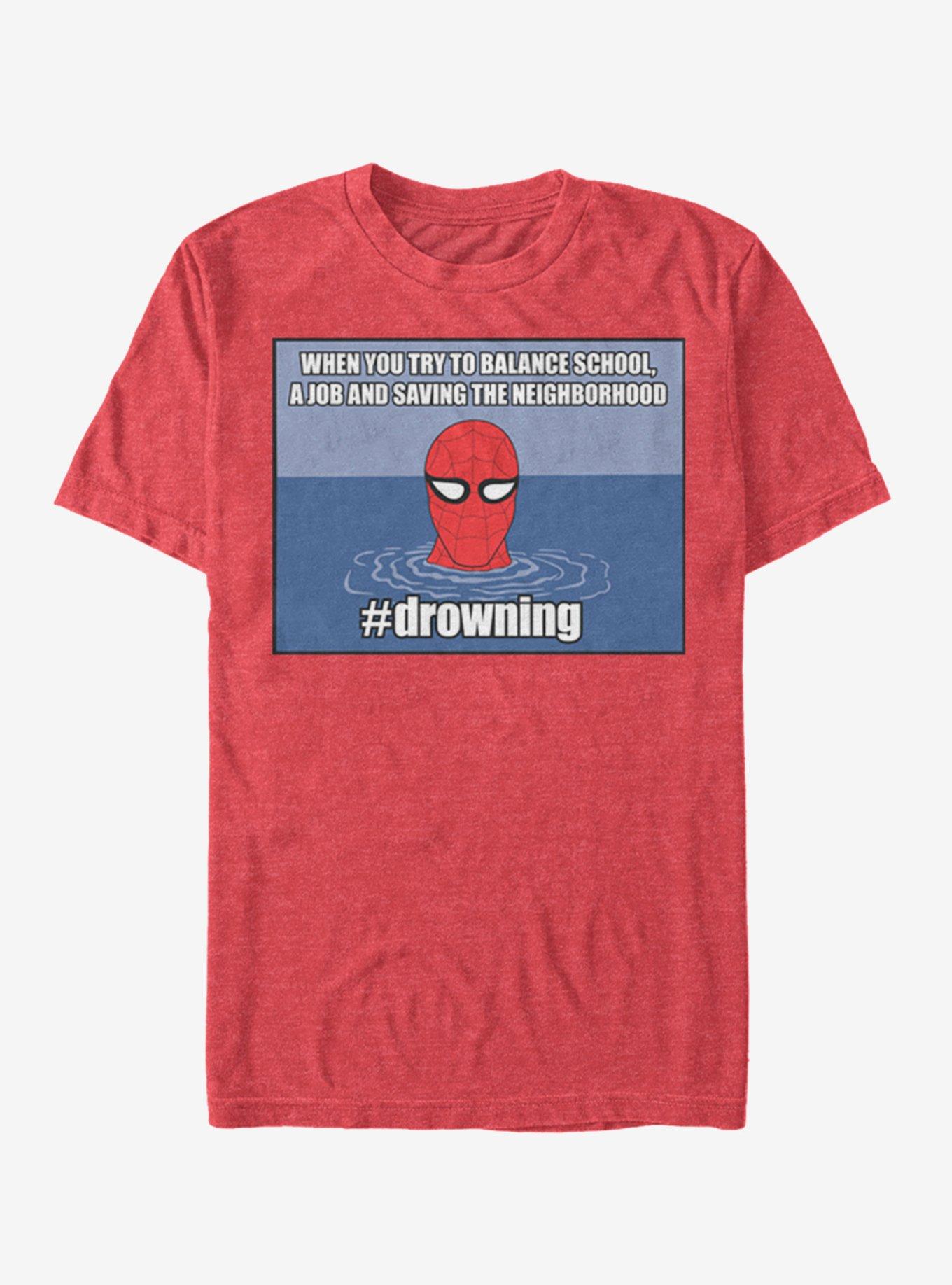Marvel Spider-Man #drowning T-Shirt, RED HTR, hi-res