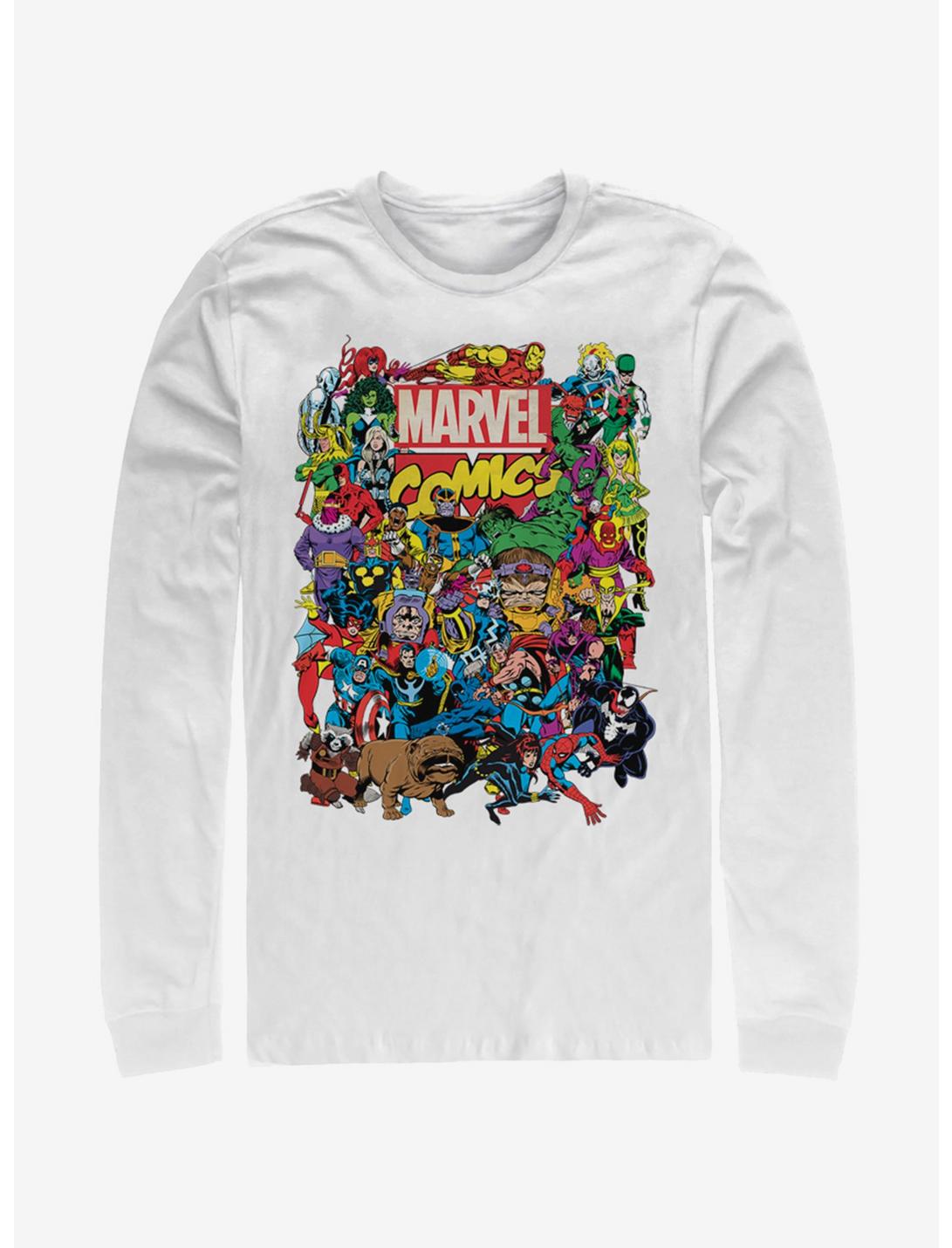 Marvel Entire Cast Long-Sleeve T-Shirt, WHITE, hi-res