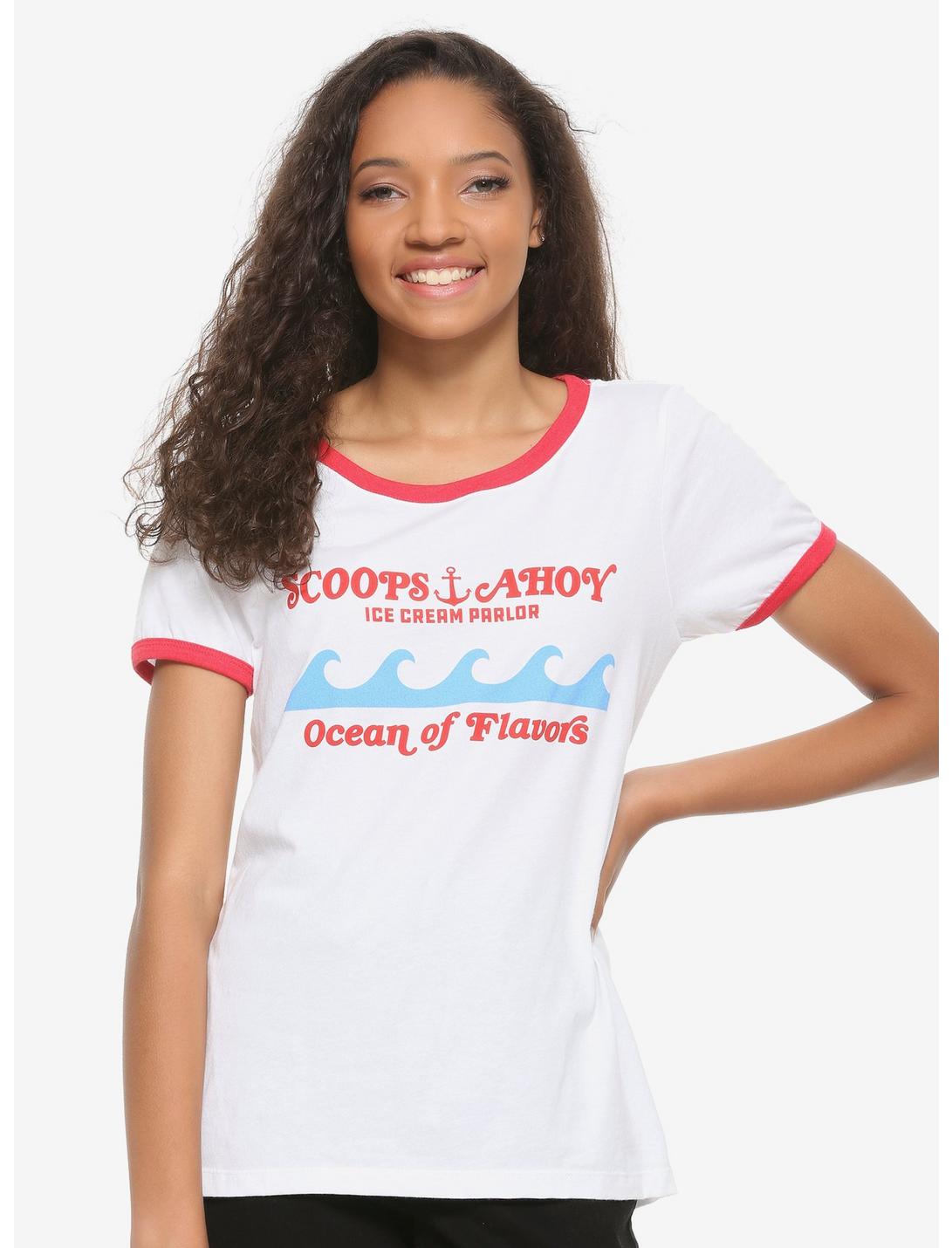 Stranger Things Scoops Ahoy Girls Ringer T-Shirt, MULTI, hi-res