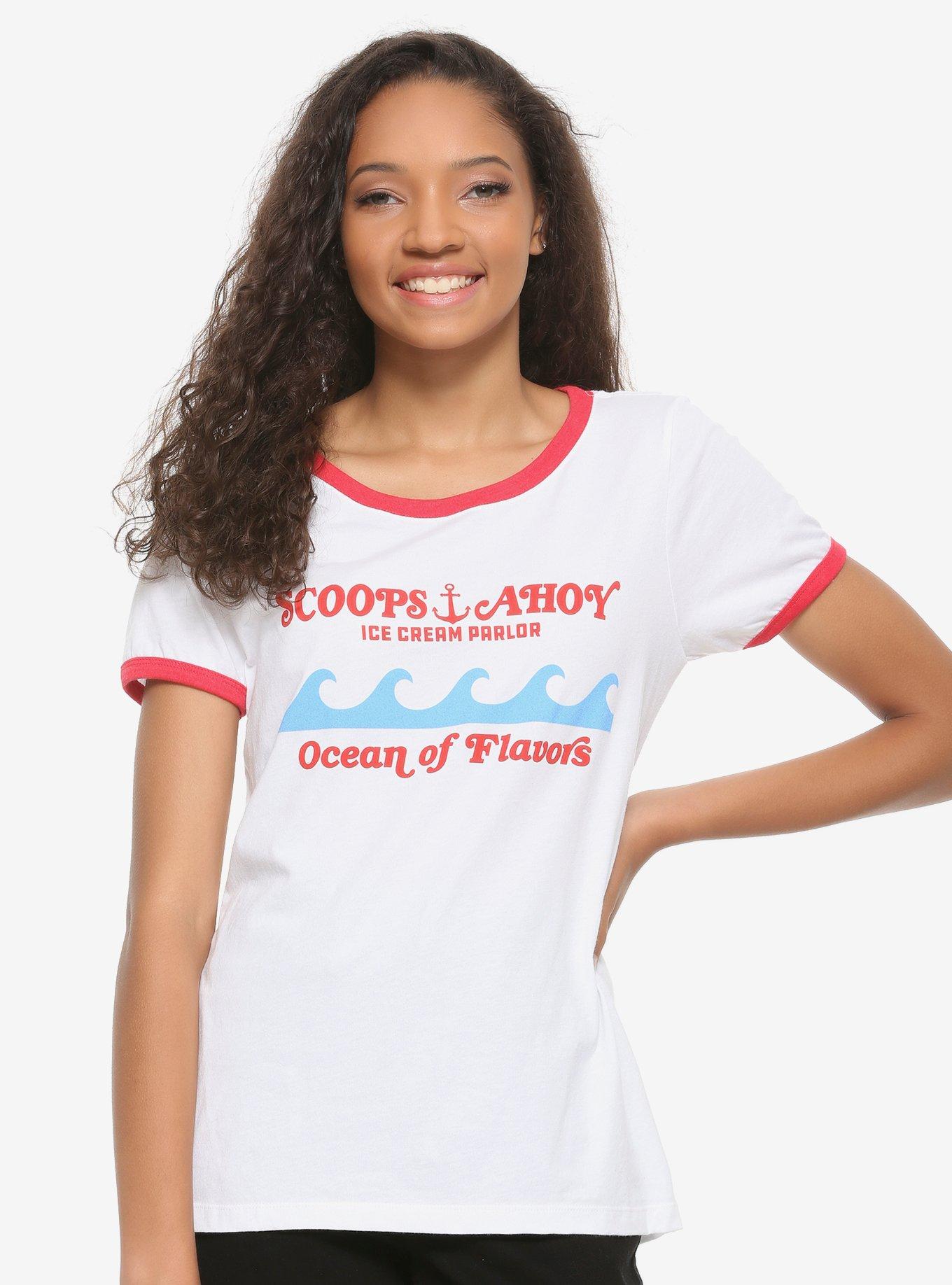 Stranger Things Scoops Ahoy Girls Ringer T-Shirt, MULTI, hi-res