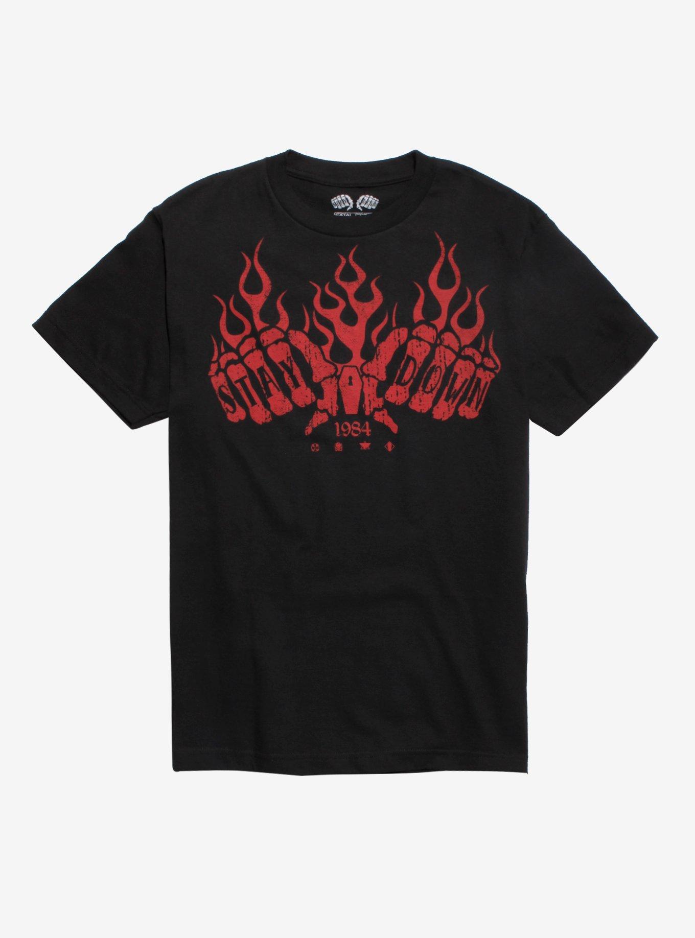 Stay Down X Fatal Crew Flaming Fists T-Shirt, BLACK, hi-res