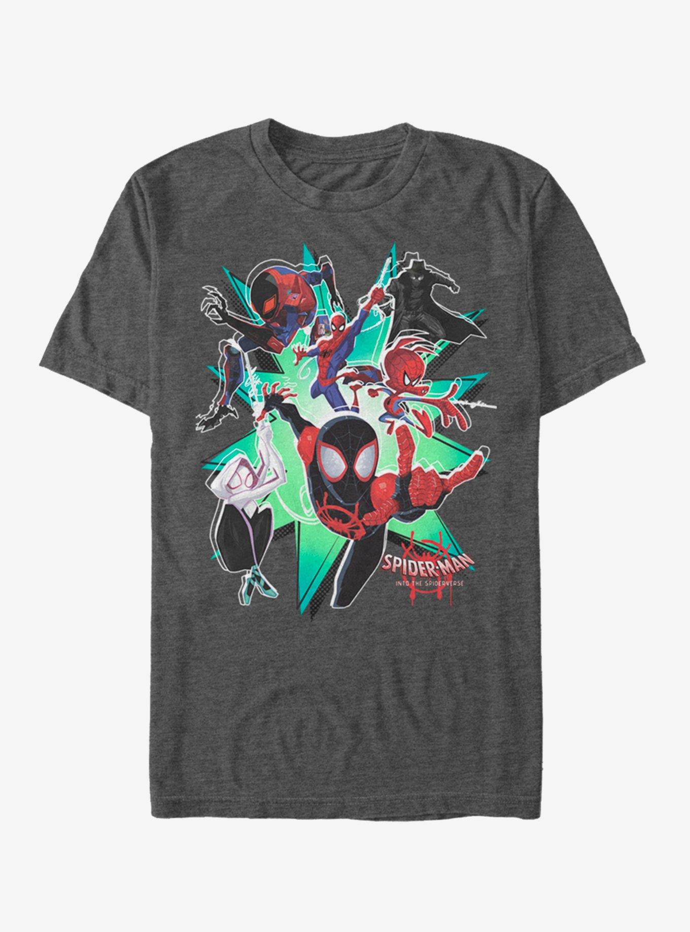 Marvel Spider-Man Group Spider-Verse T-Shirt, CHAR HTR, hi-res