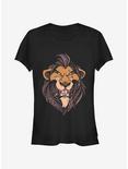 Lion King Grinning Scar Face Girls T-Shirt, BLACK, hi-res