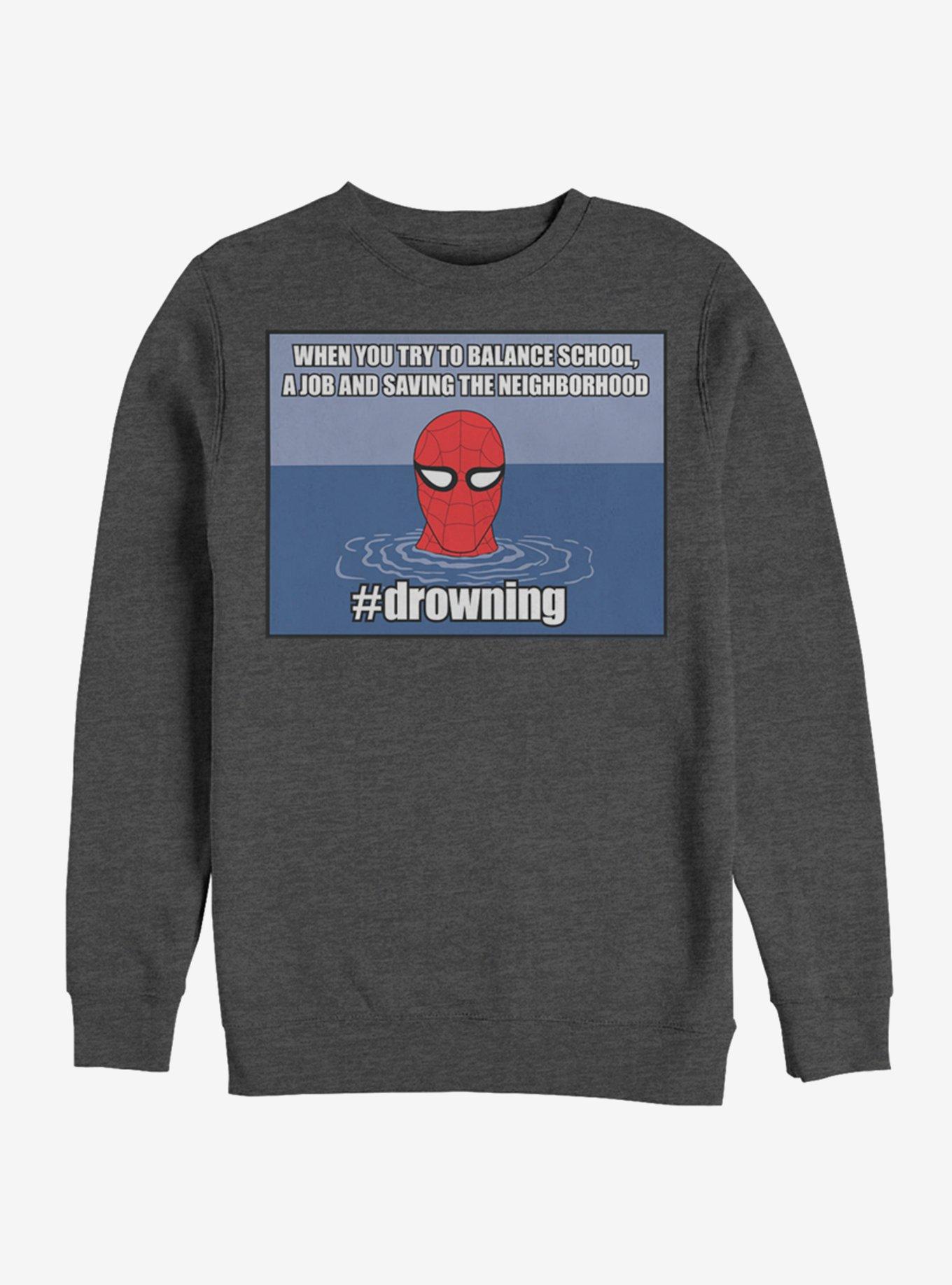 Marvel Spider-Man #drowning Sweatshirt, CHAR HTR, hi-res