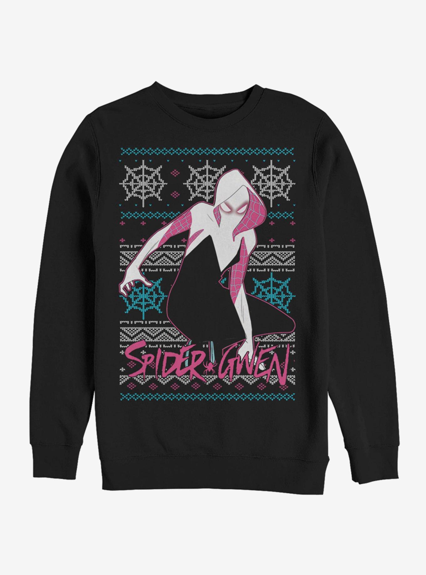 Marvel Spider-Man: Into The Spider-Verse Spider-Gwen Gwen Seperated- Spider-Gwen Sweater Sweatshirt, BLACK, hi-res