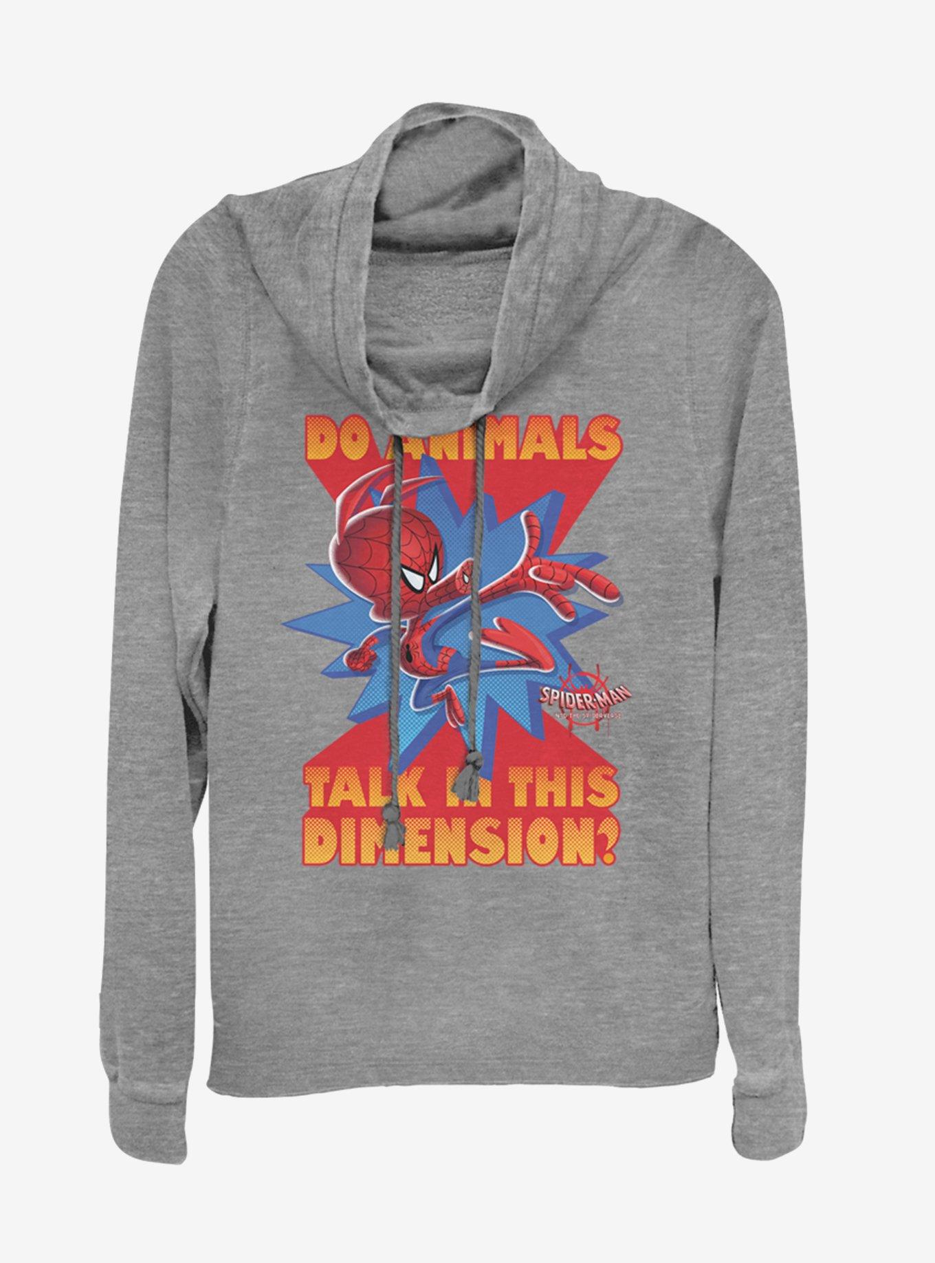 Marvel Spider-Man Spider-Ham Cowl Neck Long-Sleeve Girls Top, GRAY HTR, hi-res