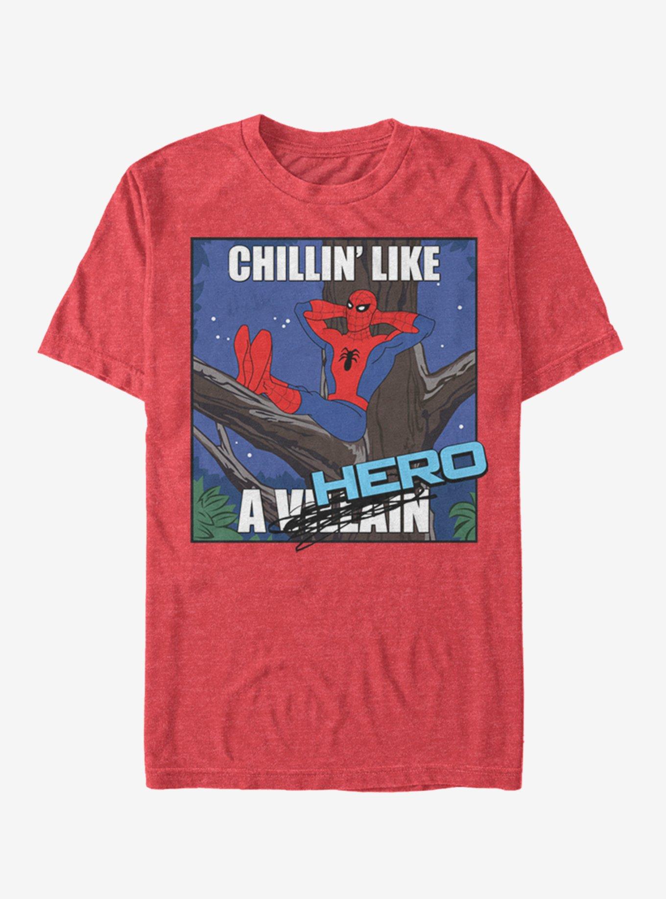 Marvel Spider-Man Chillin Hero T-Shirt, RED HTR, hi-res