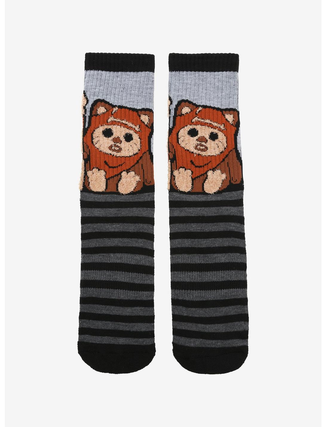 Star Wars Fuzzy Ewok Striped Crew Socks, , hi-res