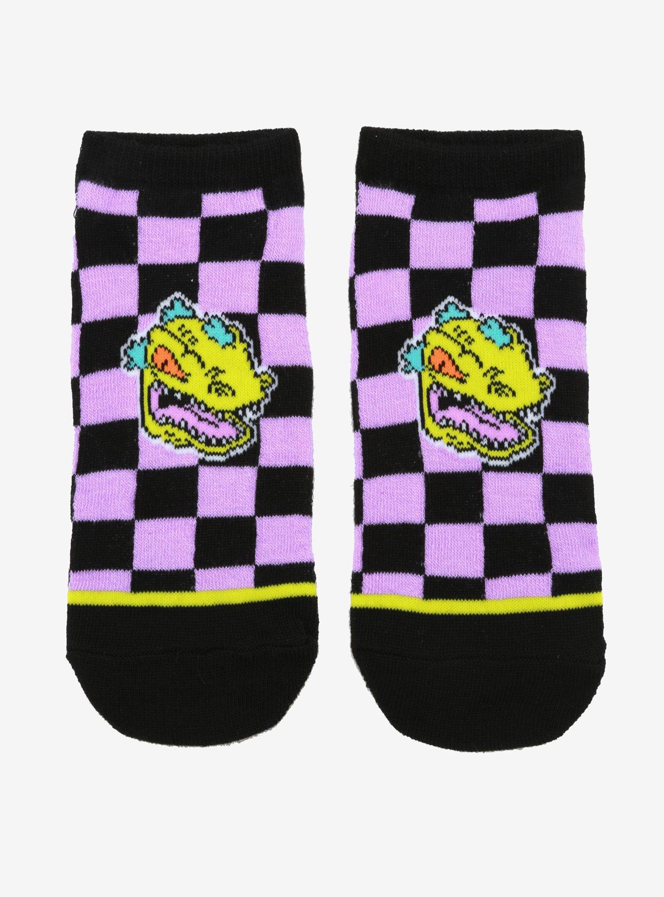 Rugrats Reptar Checkered No-Show Socks, , hi-res
