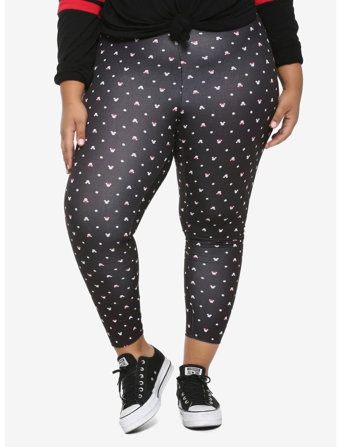 Her Universe Disney Mickey Mouse & Minnie Mouse Head Leggings Plus Size, BLACK, hi-res