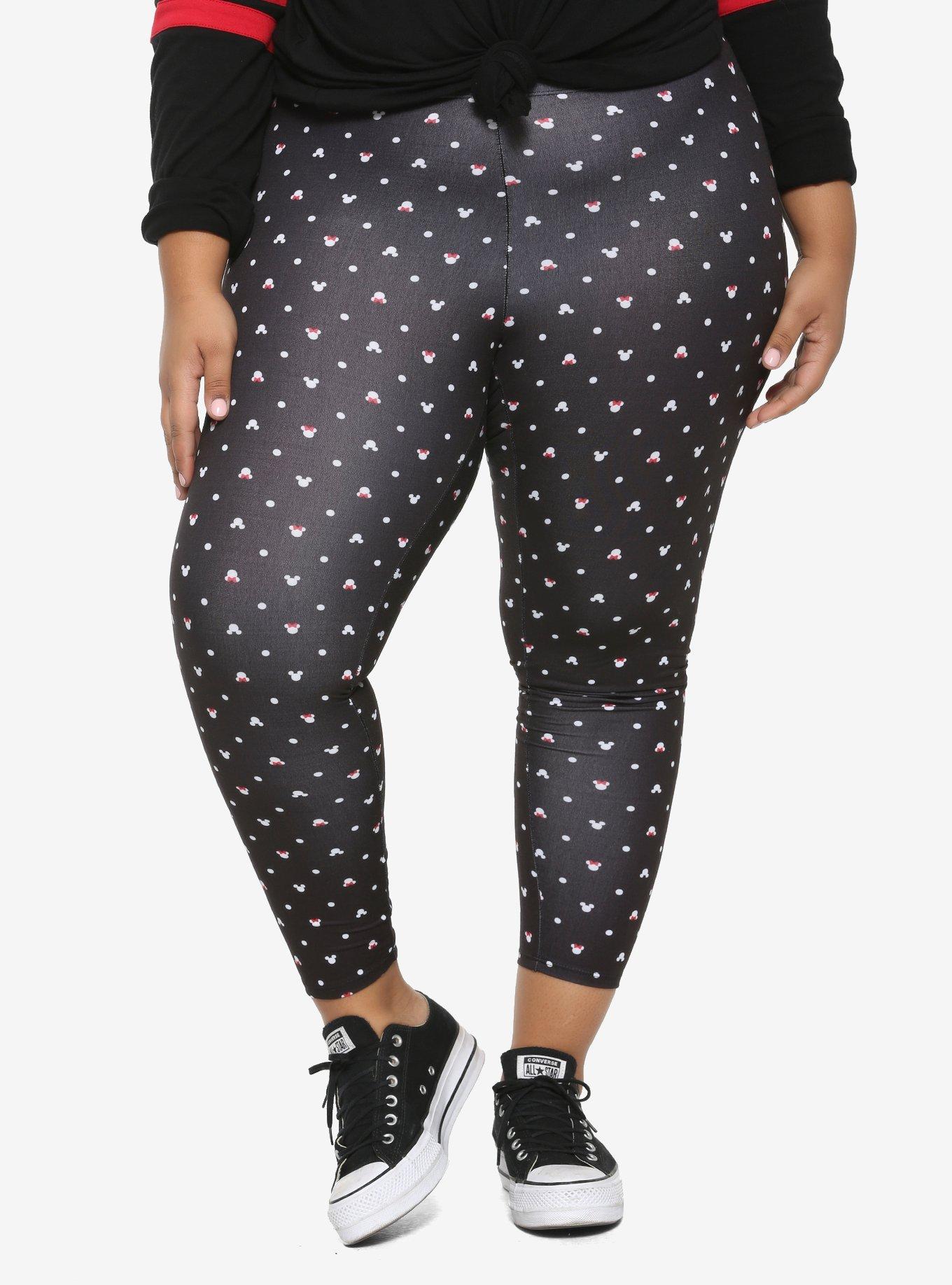 Her Universe Disney Mickey Mouse & Minnie Mouse Head Leggings Plus Size, BLACK, hi-res
