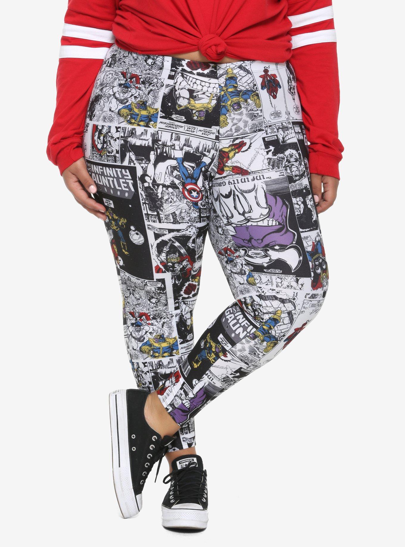 Her Universe Marvel Avengers Comic Book Panel Leggings Plus Size, MULTI, hi-res