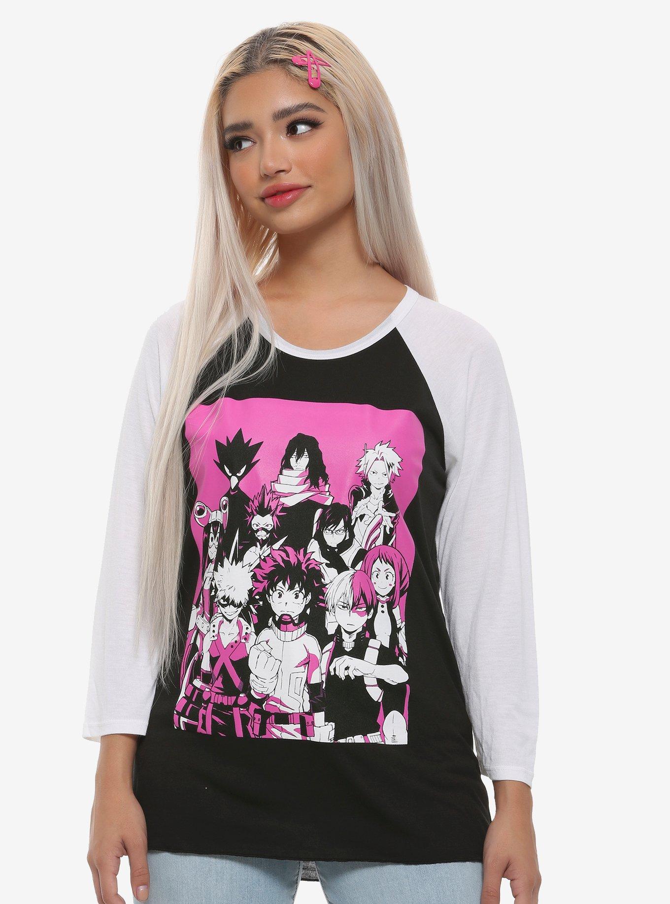 My Hero Academia Pink Group Portrait Girls Raglan, MULTI, hi-res