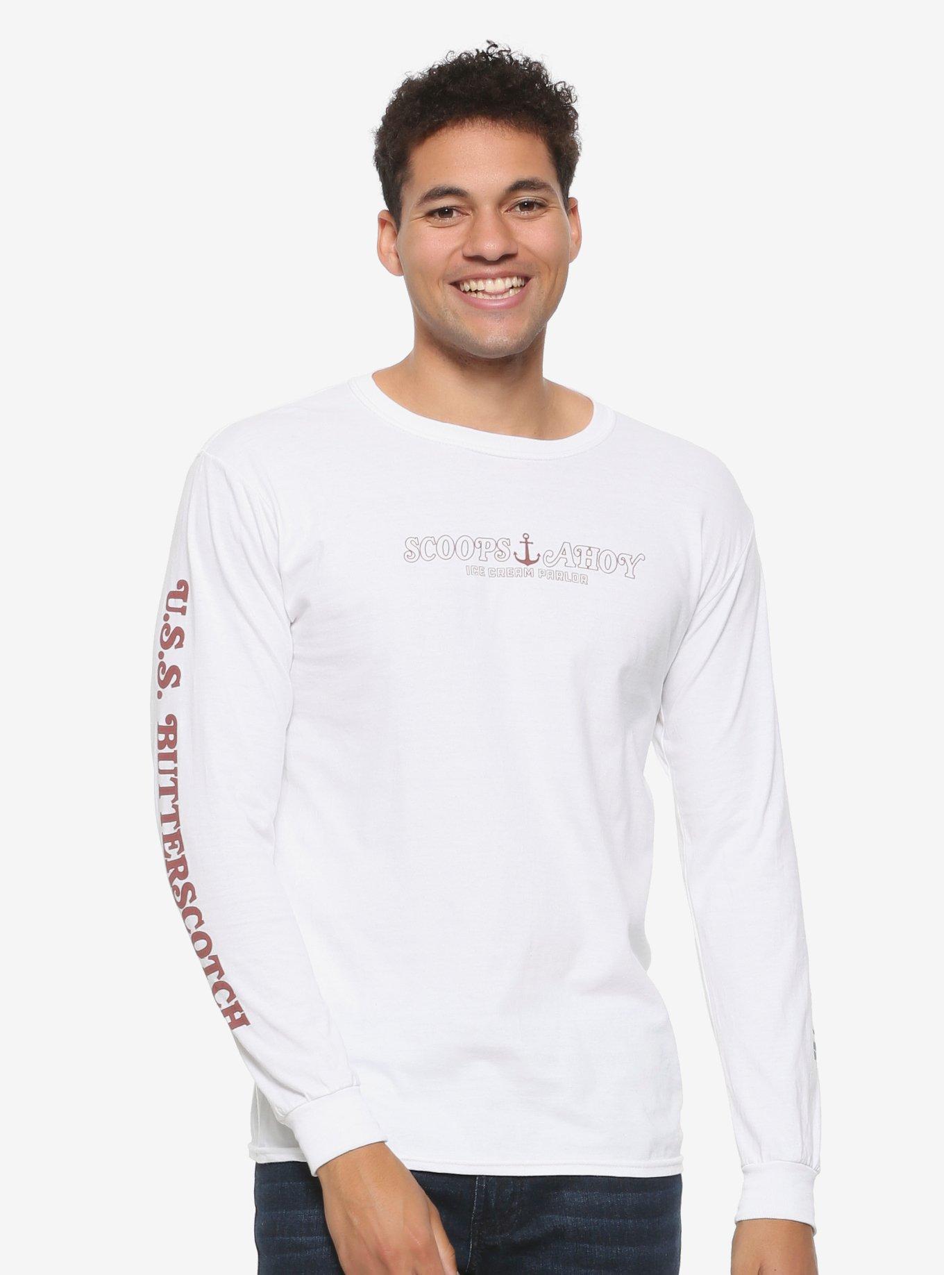 Stranger Things Scoops Ahoy U.S.S. Butterscotch Long Sleeve T-Shirt - BoxLunch Exclusive, WHITE, hi-res