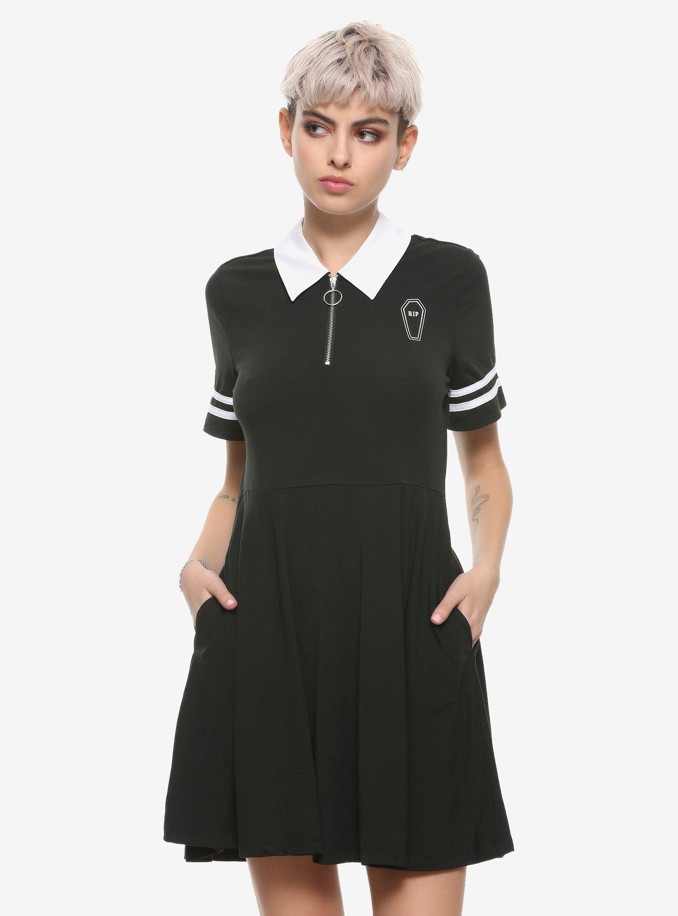 Dead Inside Varsity Dress, BLACK, hi-res