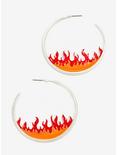 Red Orange Flame Hoop Earrings, , hi-res