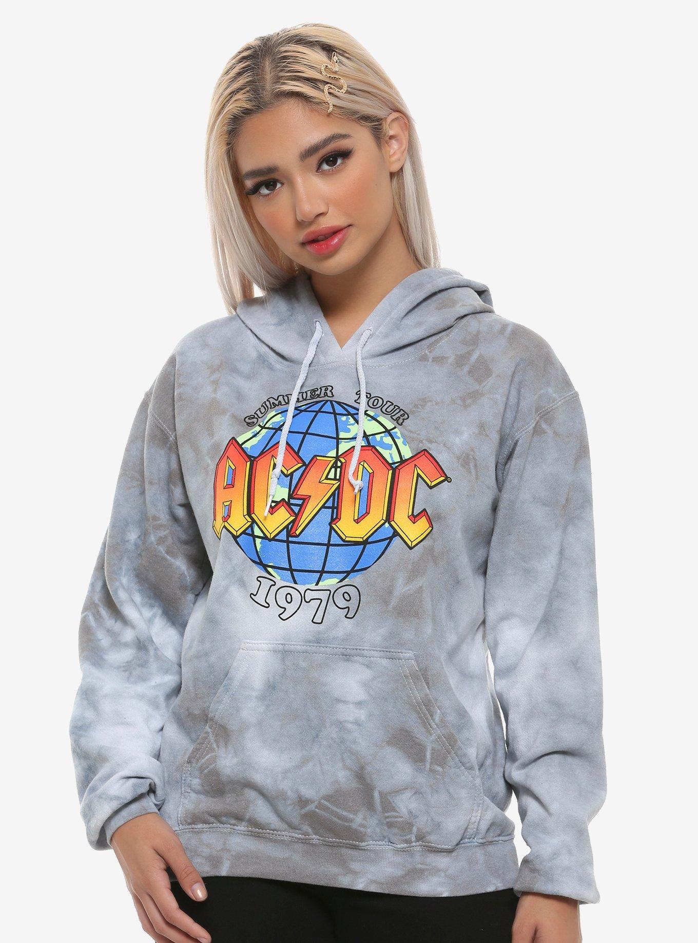 AC/DC Summer Tour Acid Wash Girls Hoodie, GREY, hi-res