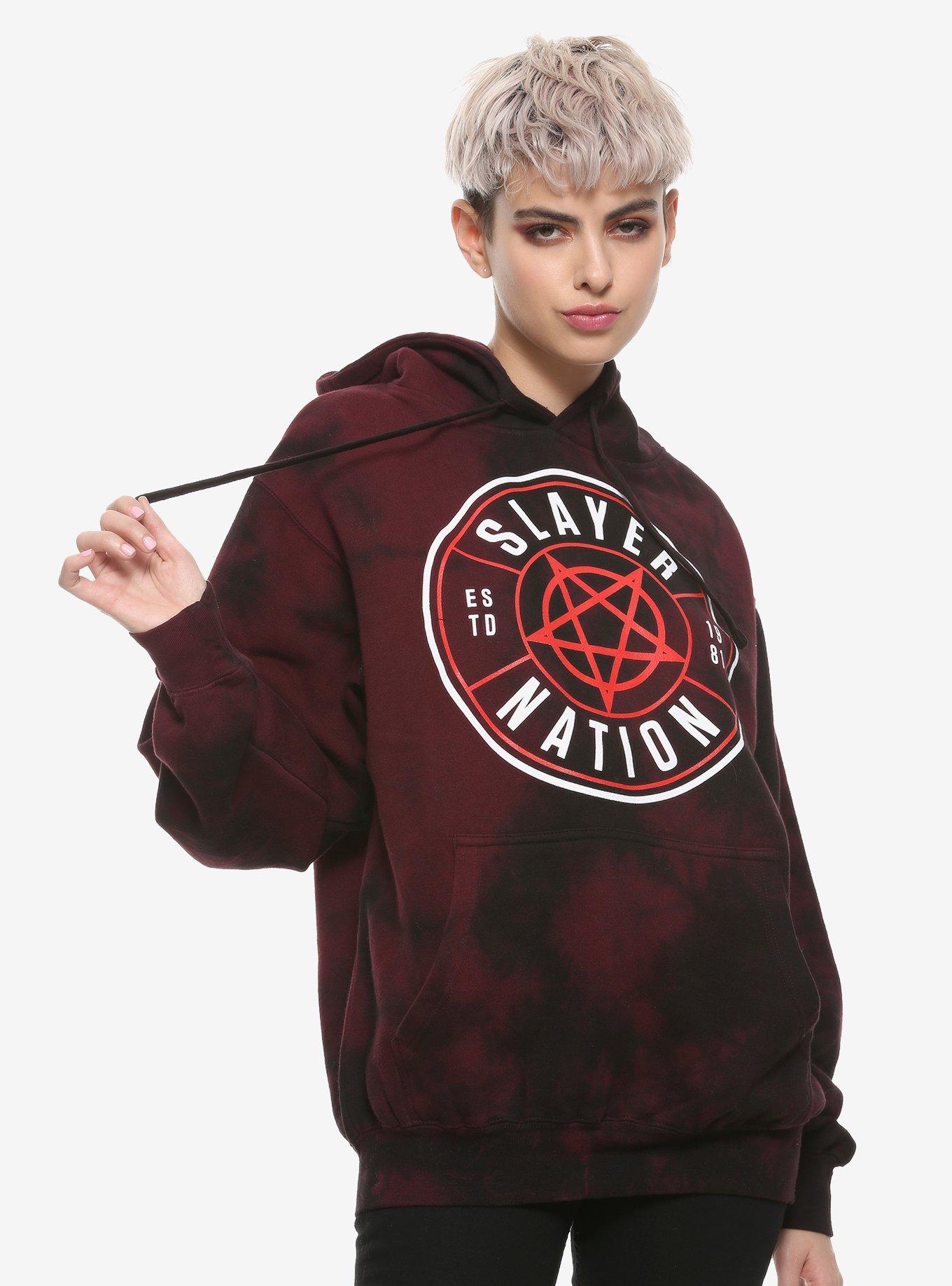 Slayer Nation Tie-Dye Girls Hoodie, BURGUNDY, hi-res