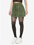 Green Snake Print Zip-Up Skirt, GREEN, hi-res