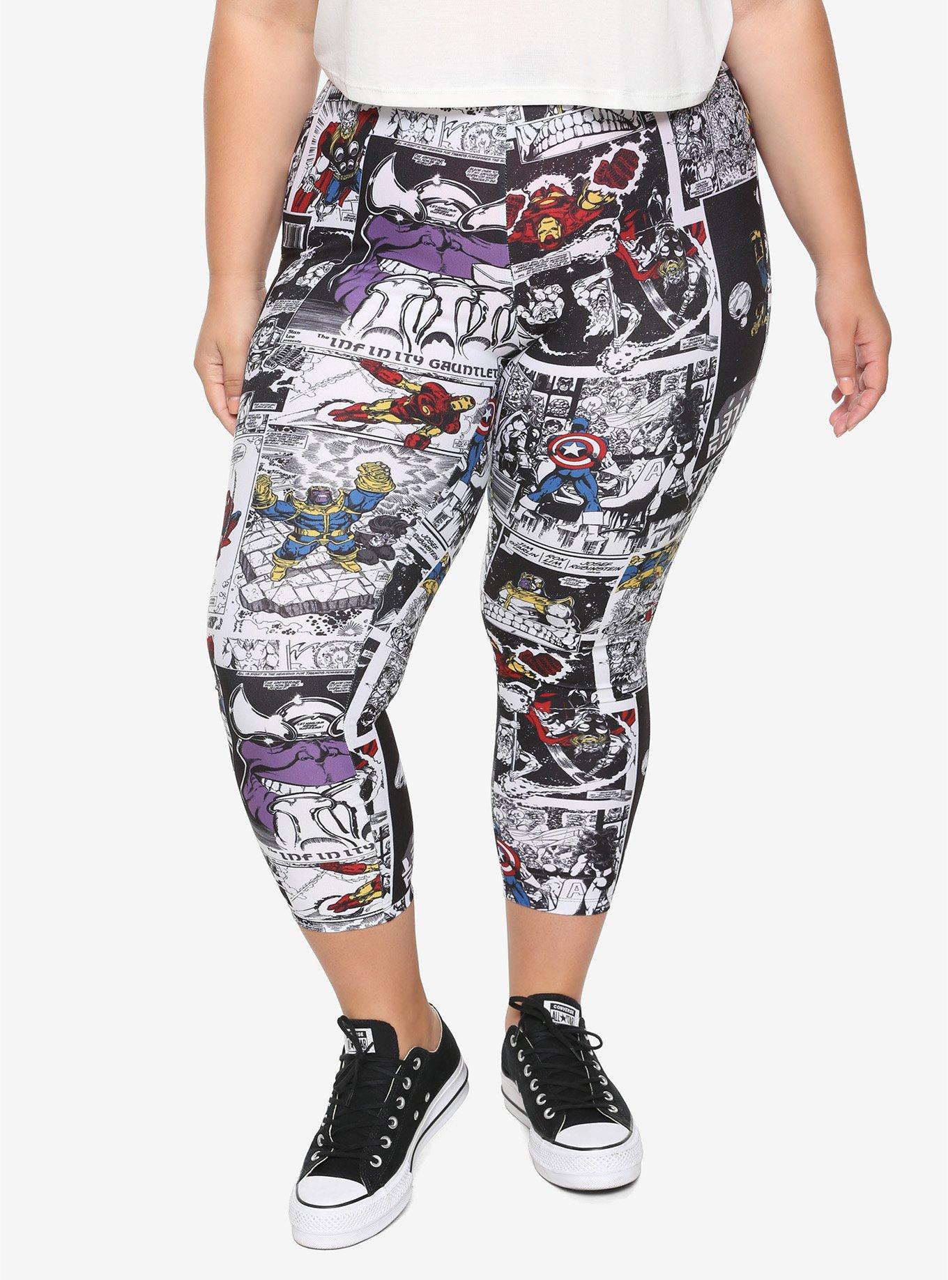 Marvel The Avengers Comic Book Crop Leggings Plus Size, MULTI, hi-res