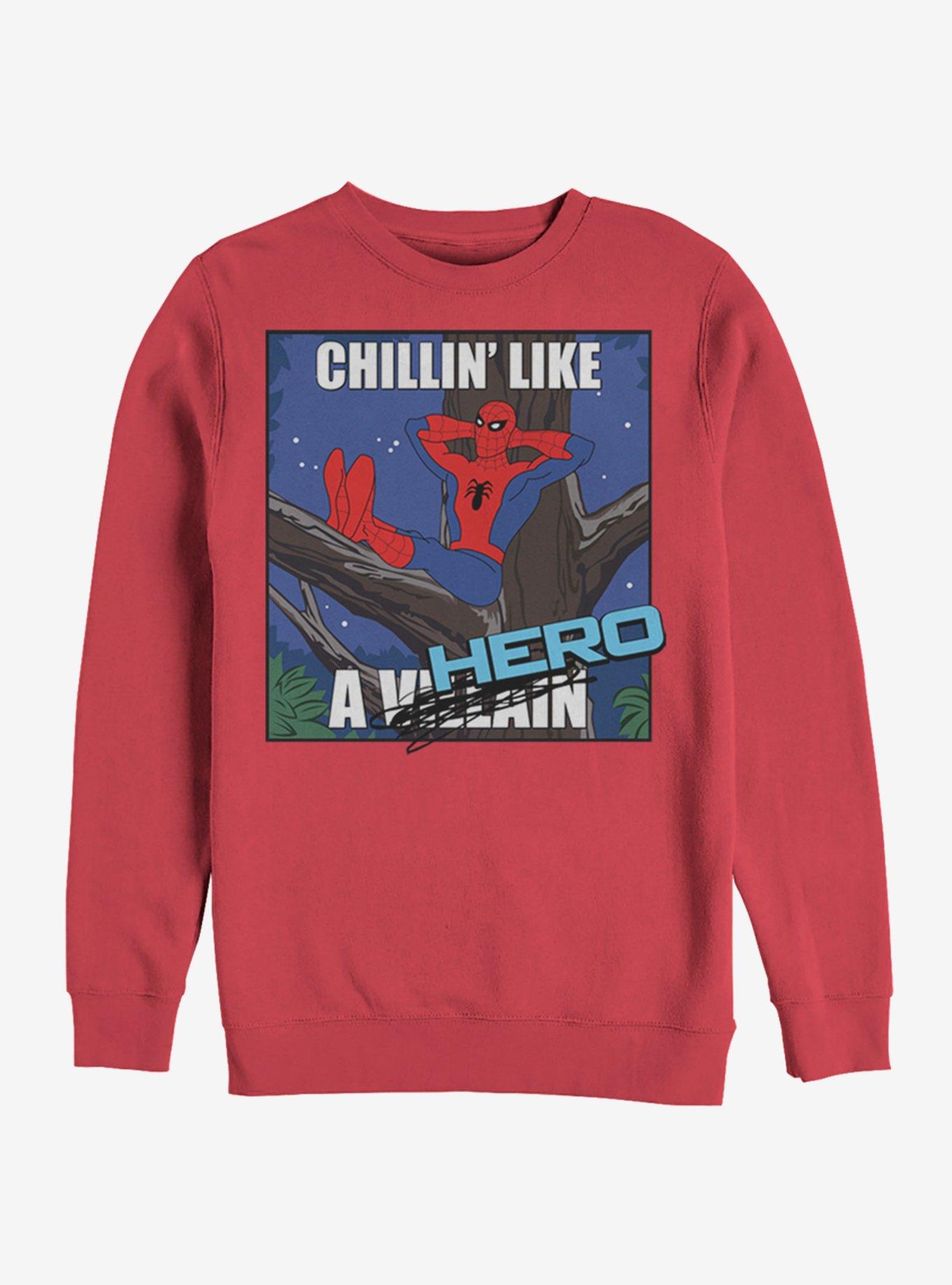 Marvel Spider-Man Chillin' Hero Sweatshirt, RED, hi-res