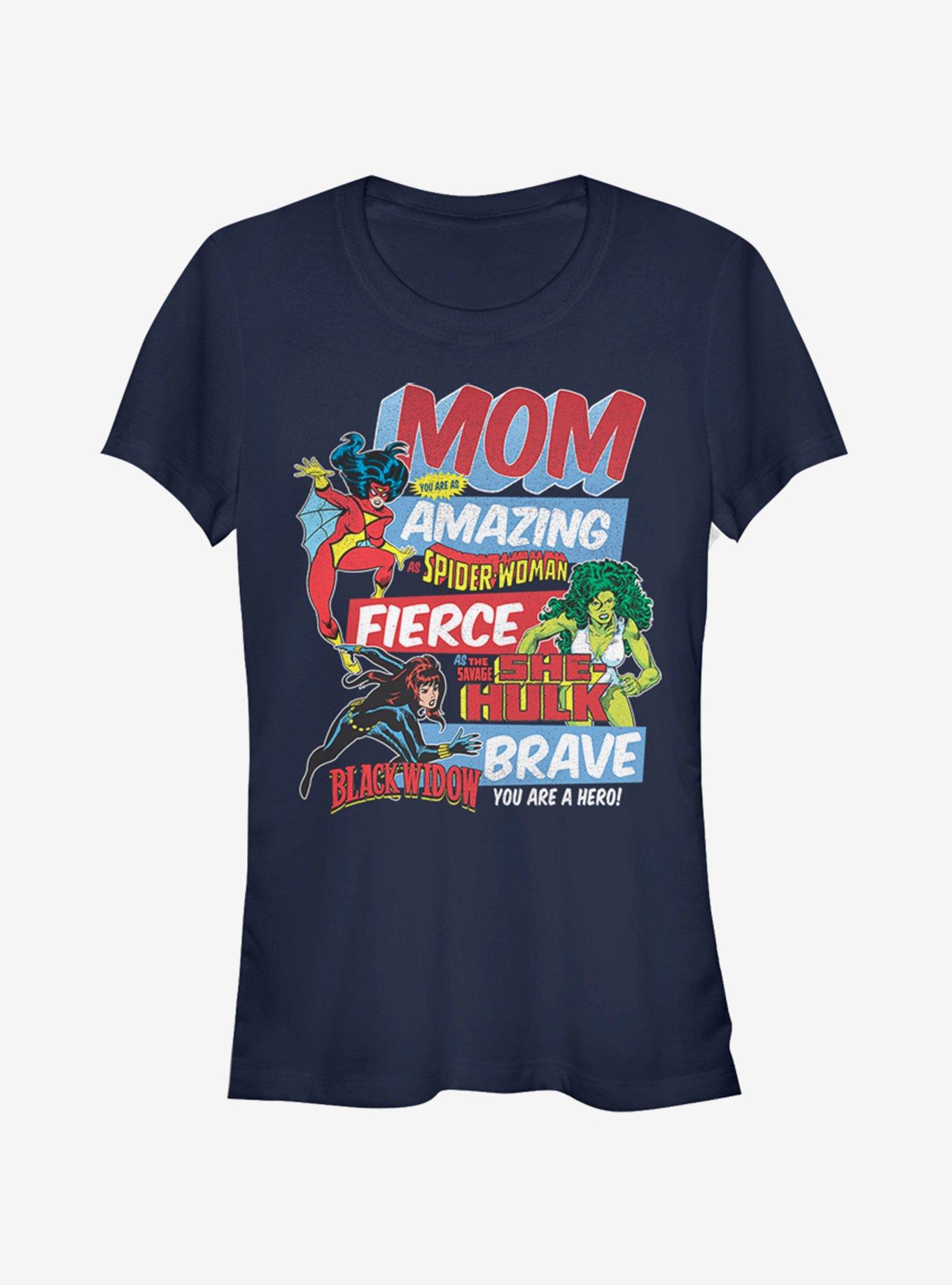 Marvel Spider-Man Retro Mom Girls T-Shirt, NAVY, hi-res
