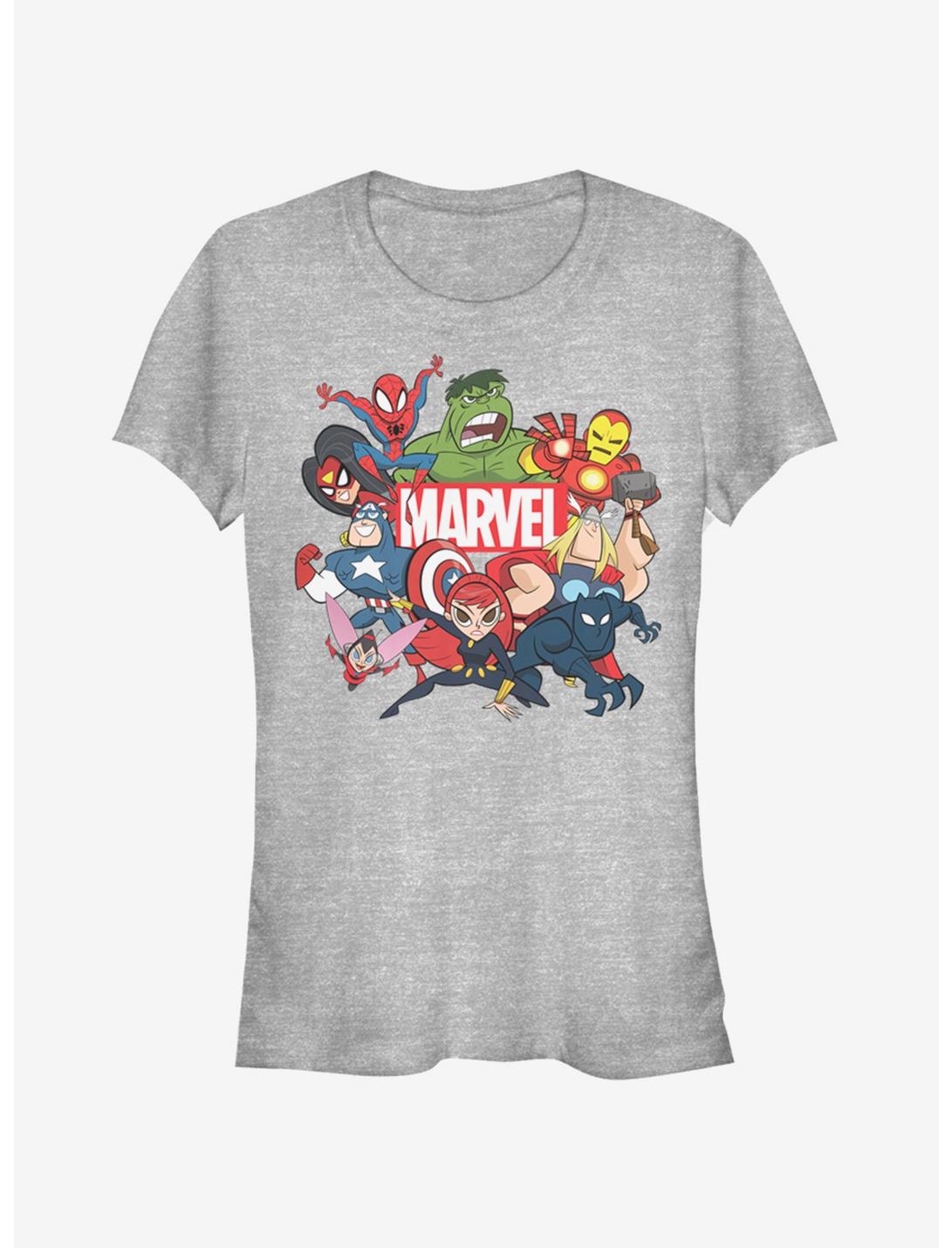 Marvel Spider-Man Group Marvel Retro Girls T-Shirt, ATH HTR, hi-res