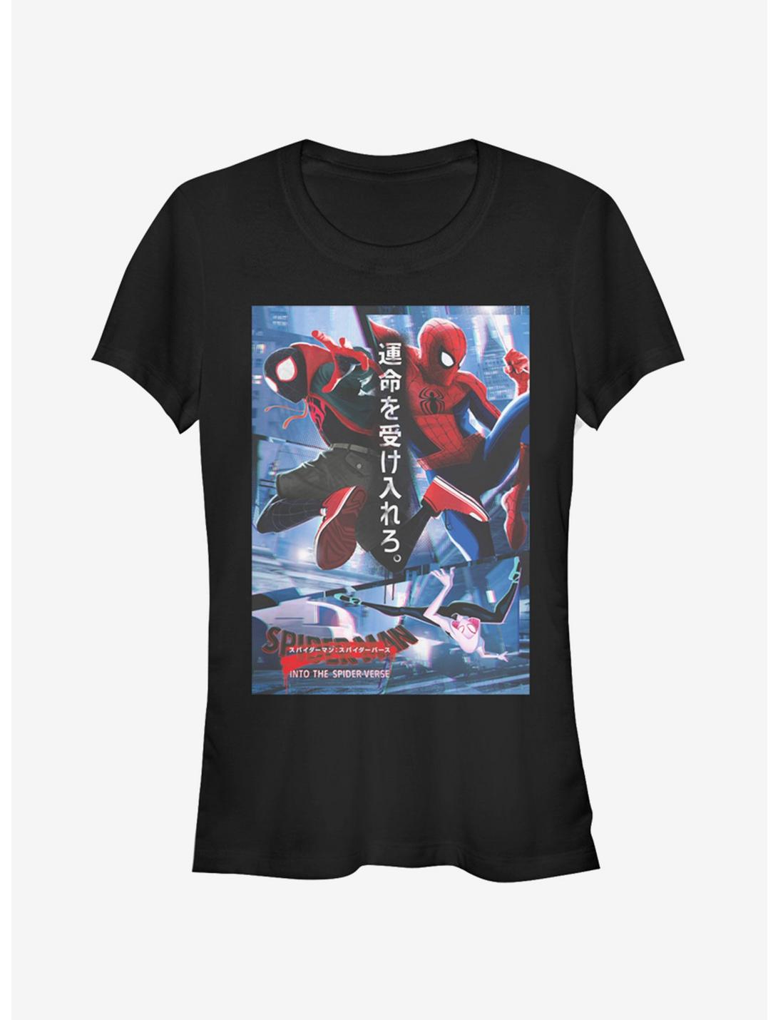 Marvel Spider-Man Spider Japanese Text Girls T-Shirt, BLACK, hi-res