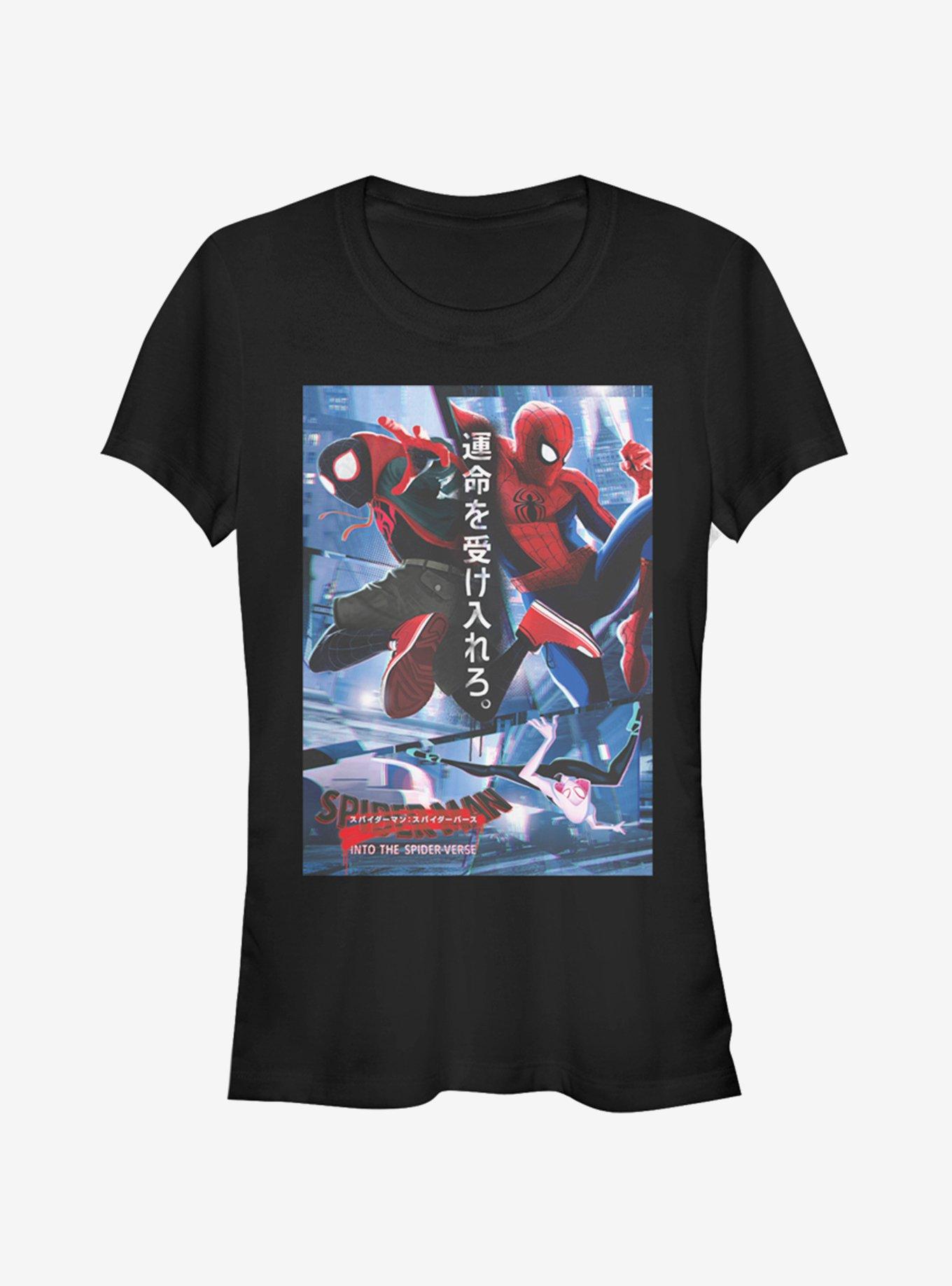 Marvel Spider-Man Spider Japanese Text Girls T-Shirt, BLACK, hi-res