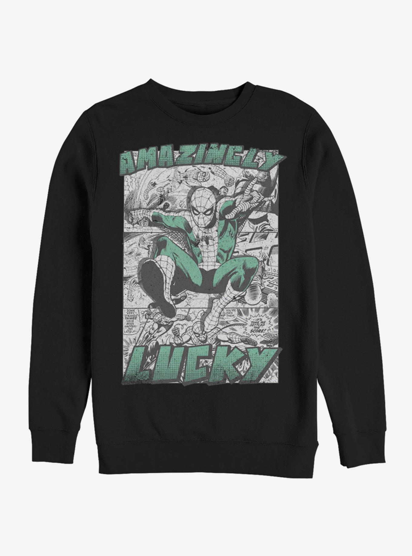 Marvel Spider-Man Amazingly Lucky Sweatshirt, BLACK, hi-res