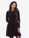 Purple Velvet Long-Sleeve Dress, PURPLE, hi-res
