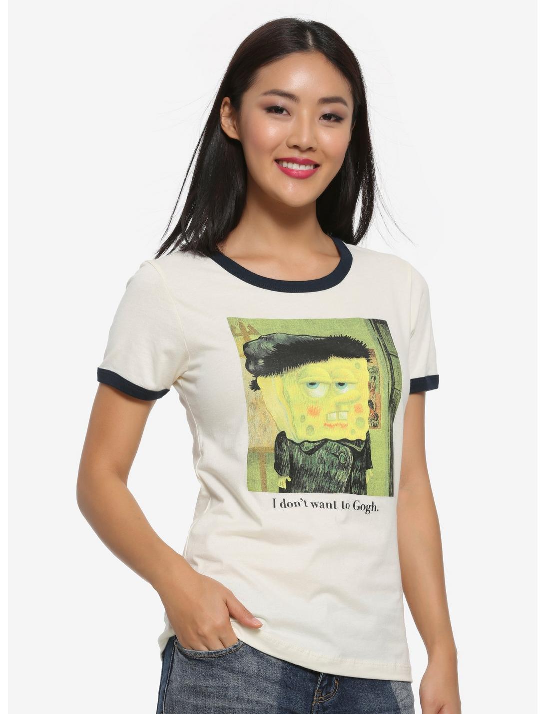 SpongeBob SquarePants I Don't Want to Gogh Women's Ringer T-Shirt - BoxLunch Exclusive, NATURAL, hi-res