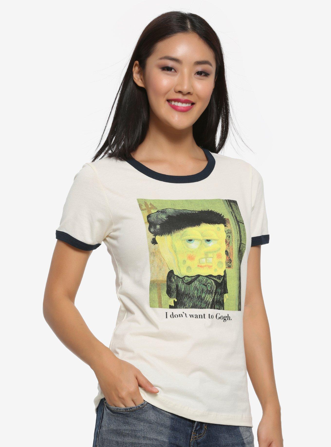 SpongeBob SquarePants I Don't Want to Gogh Women's Ringer T-Shirt - BoxLunch Exclusive, NATURAL, hi-res